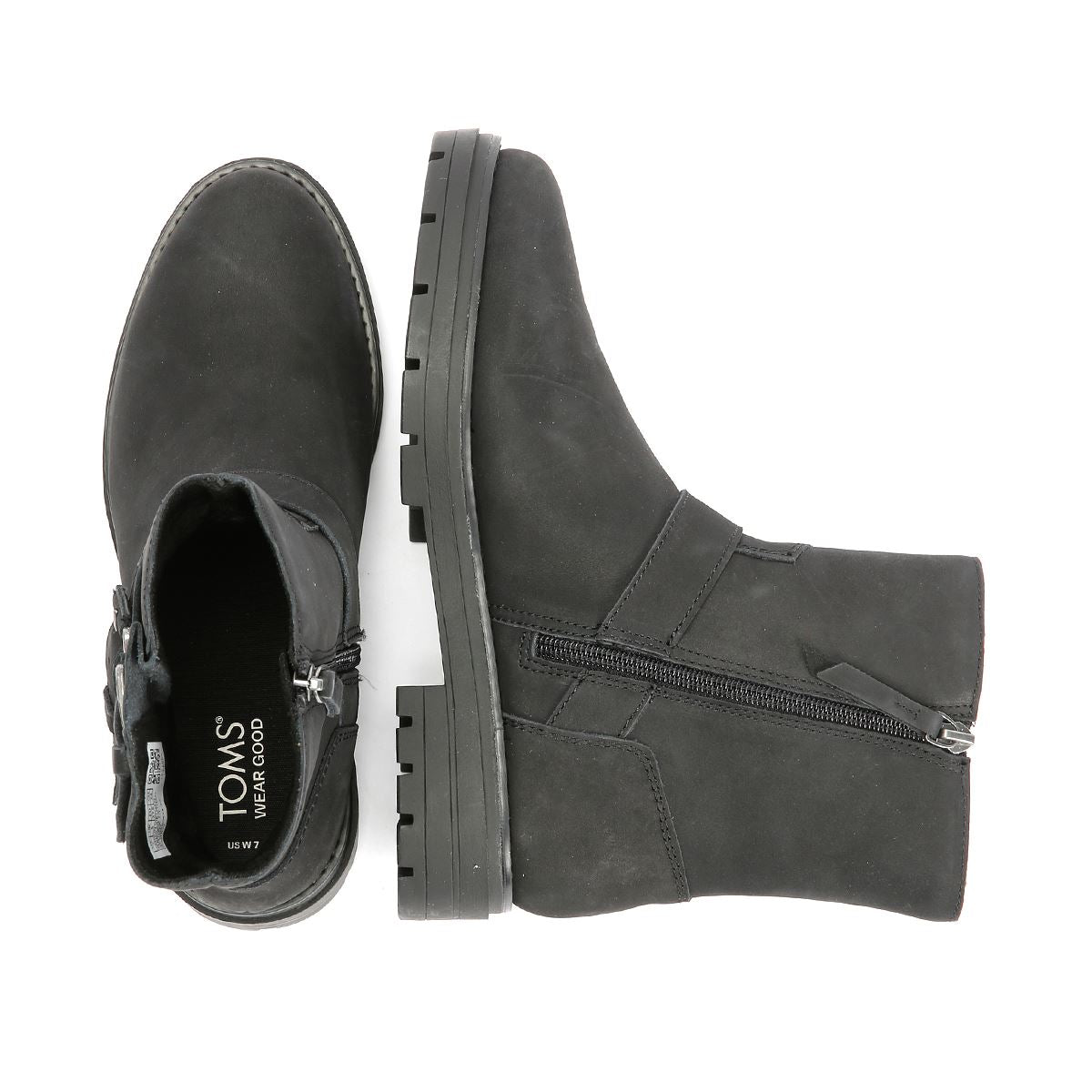TOMS Ionie Moto Bottes Noires En Nubuck Pour Femmes
