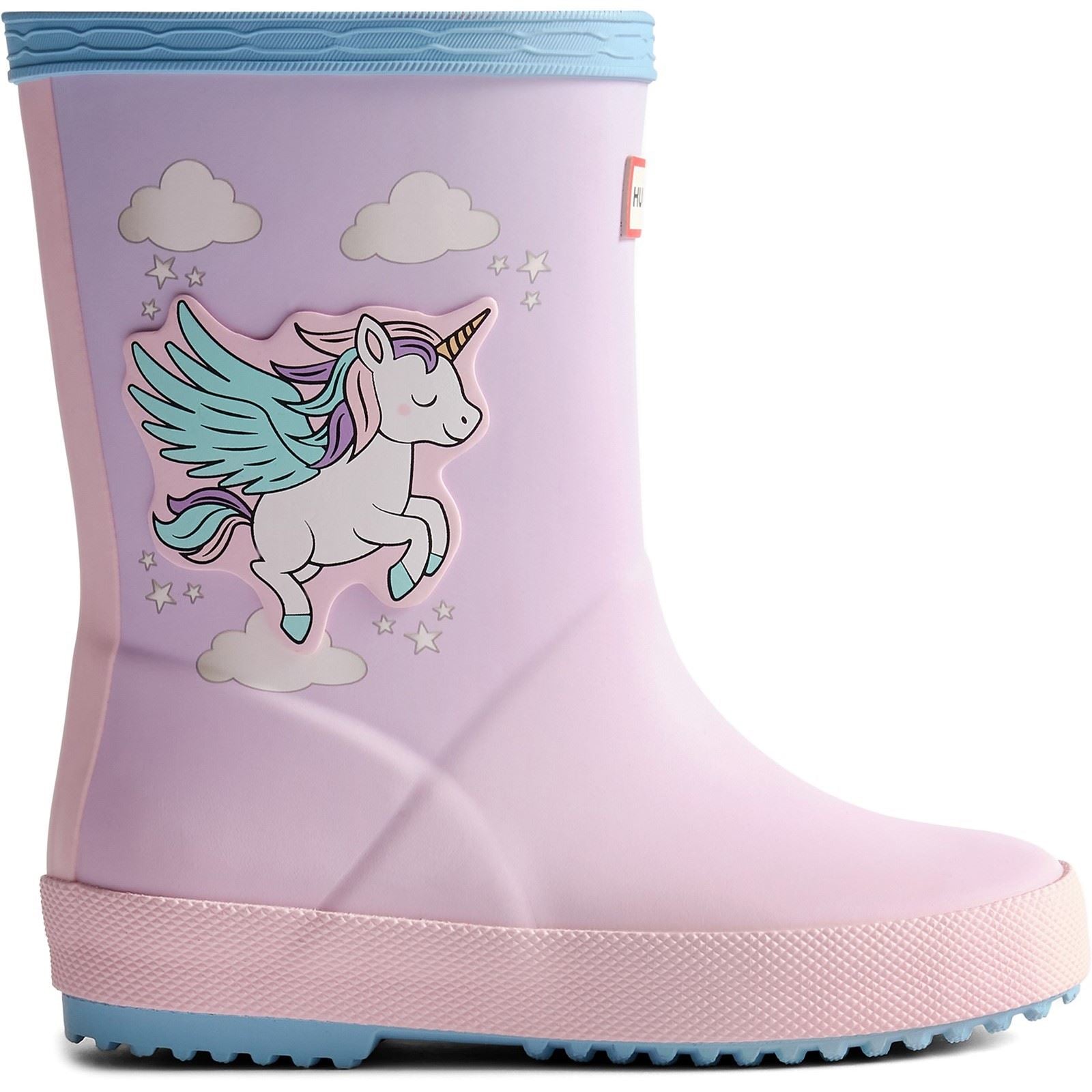 Hunter Kids First Unicorn Print Boot Bottes En Caoutchouc Blue Frost/ Parfait Pink Pour Filles