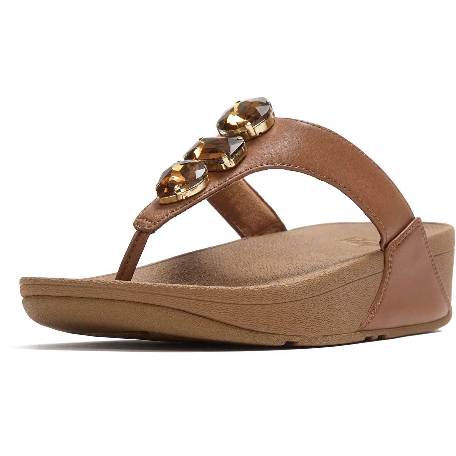 Fitflop Lulu Ultra-Jewel Toe-Post Sandales En Polyuréthane Pour Femmes En Brun Profond