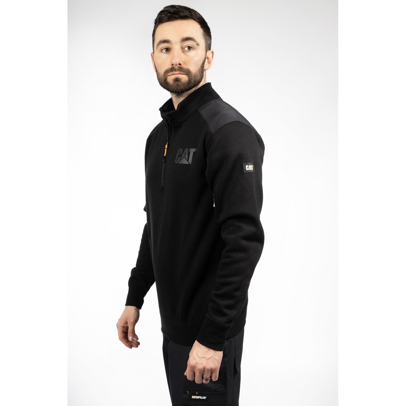 Caterpillar Essential 1/4 Zip Sweatshirt Noir Pour Homme En Polyester