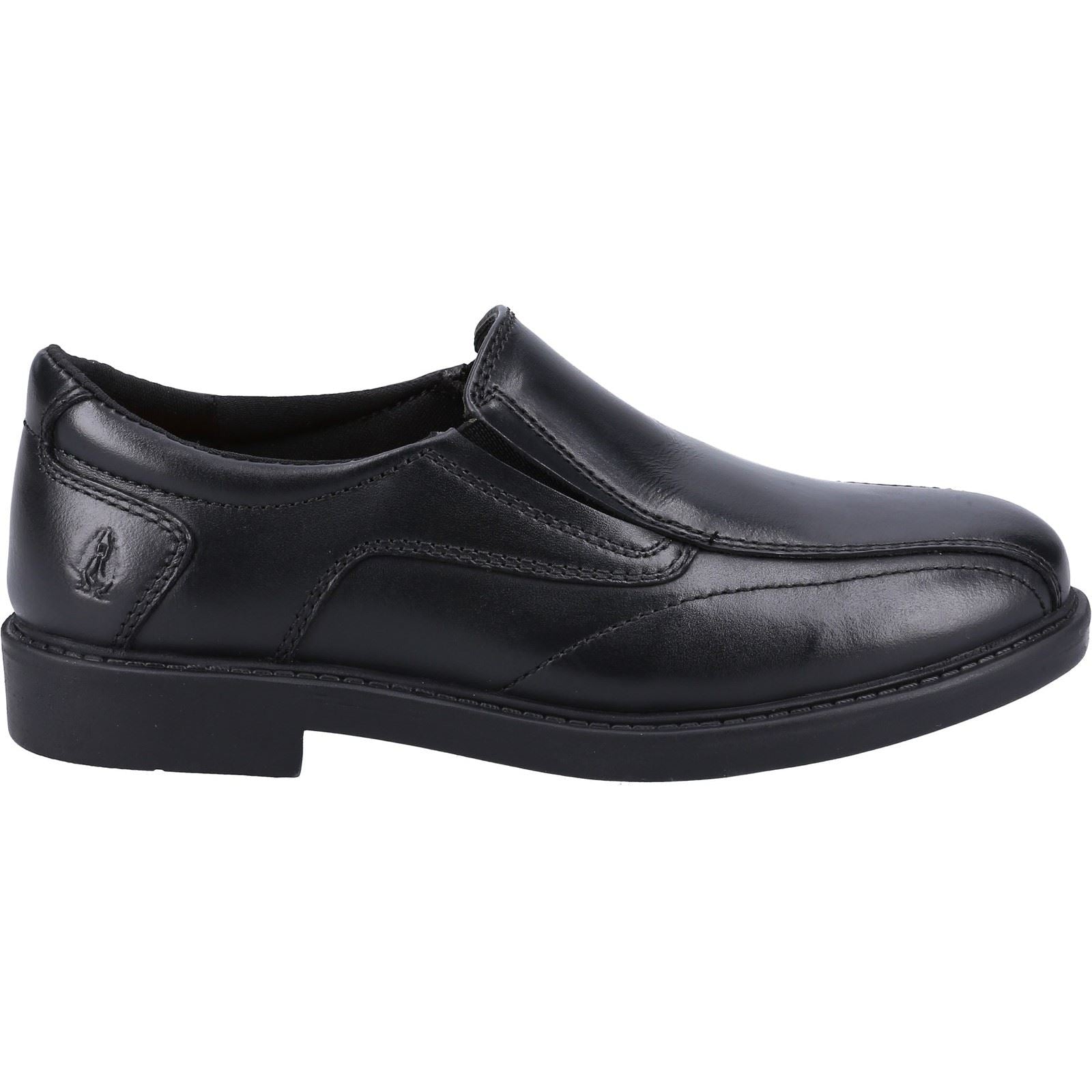 Hush Puppies Toby SNR Chaussures Noires Pour Garçons En Cuir