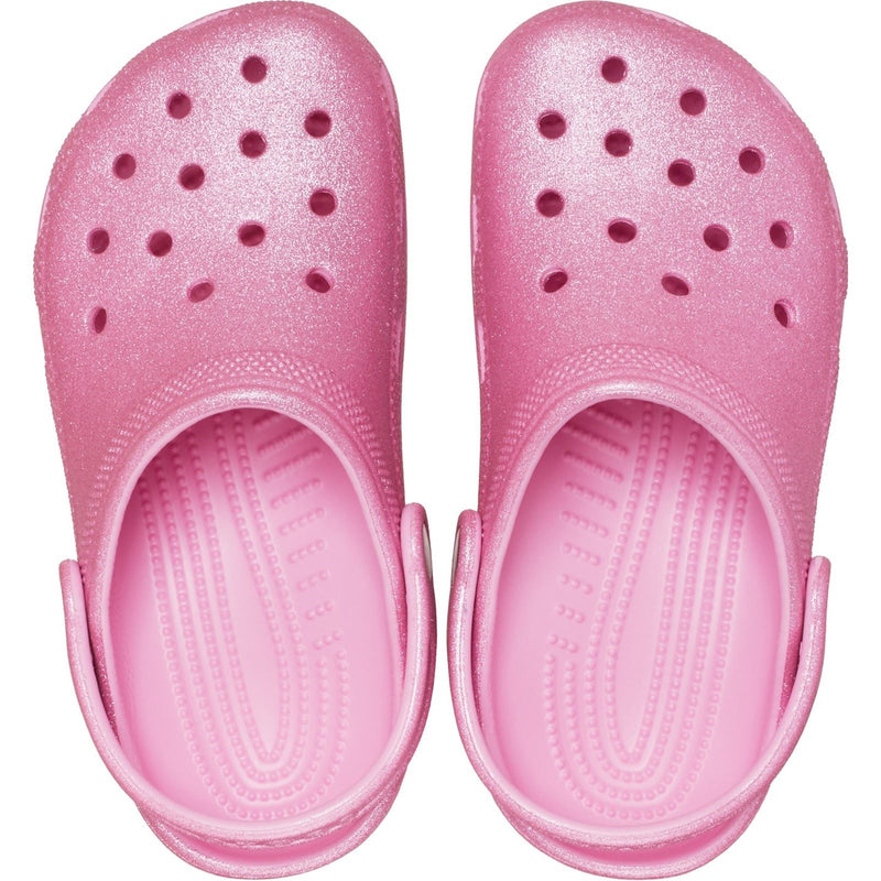 Crocs Classic Glitter Mocassins En Tweed Rose Brillant En Thermoplastique