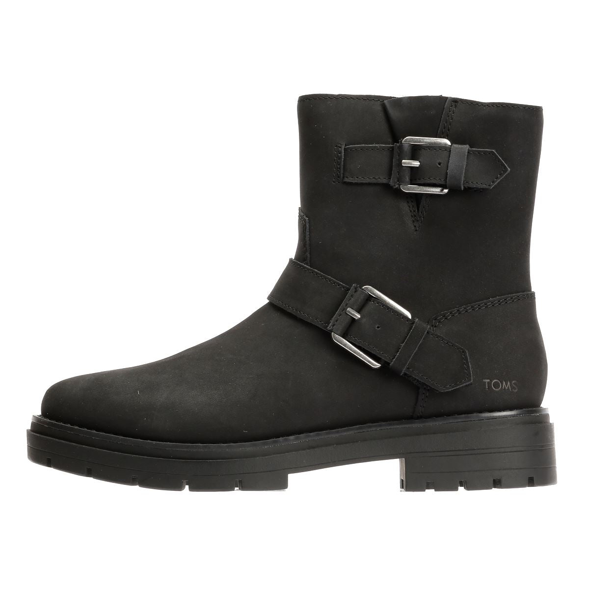 TOMS Ionie Moto Bottes Noires En Nubuck Pour Femmes