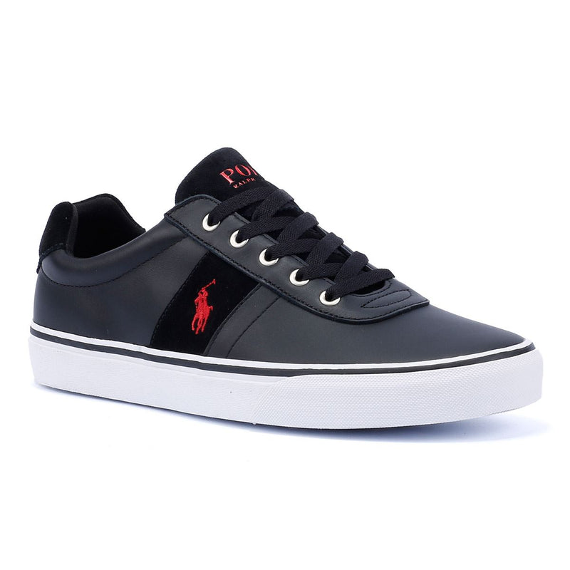 Ralph Lauren Hanford III Baskets Noires En Cuir Pour Hommes