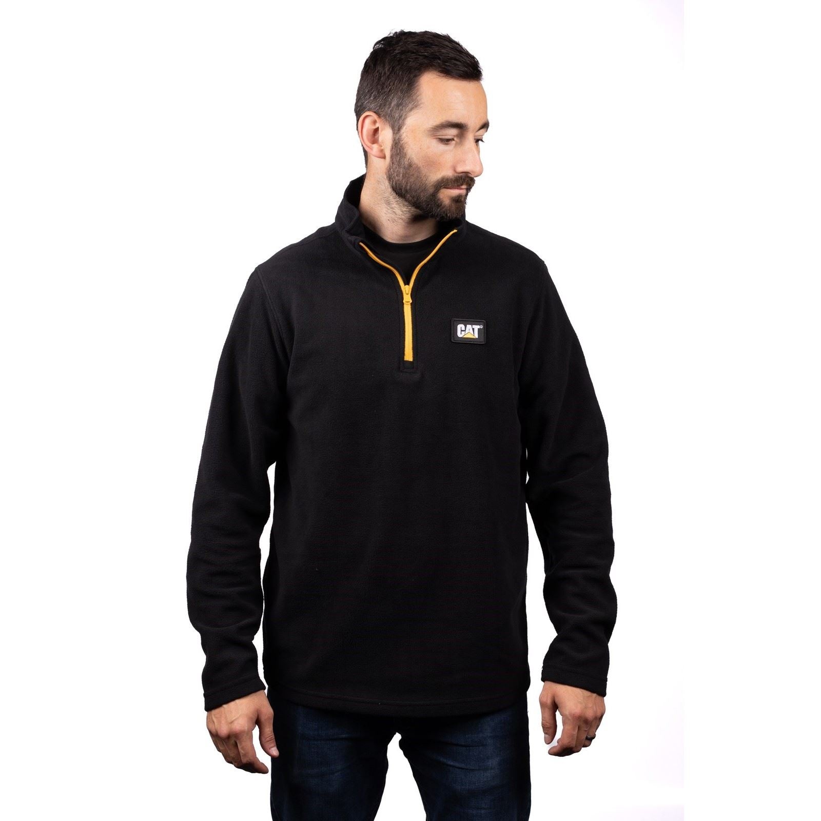 Caterpillar Cat Microfleece Quarter Zip Sweatshirt Noir Pour Homme En Polyester