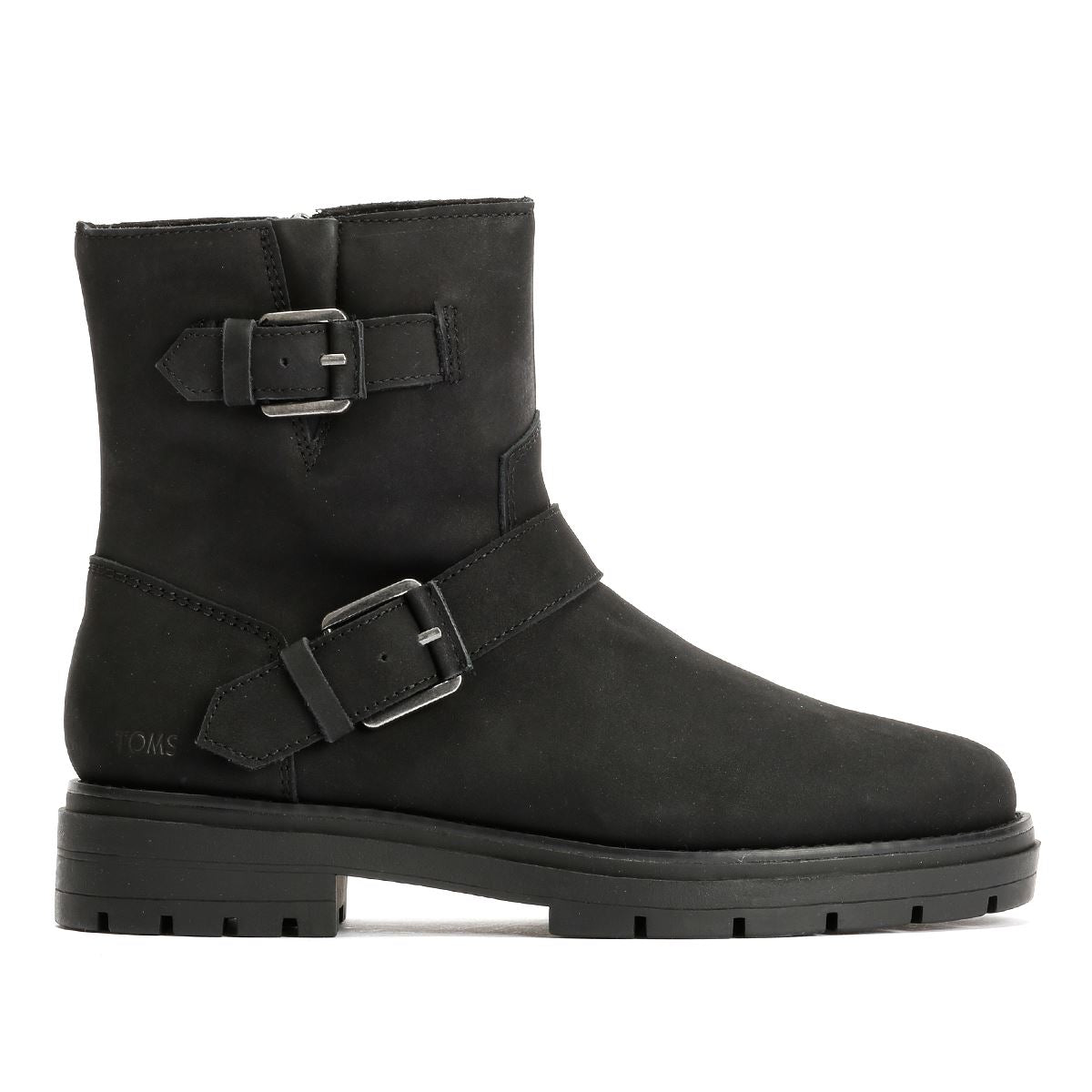 TOMS Ionie Moto Bottes Noires En Nubuck Pour Femmes