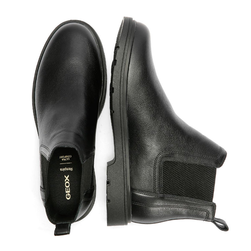 Geox Spherica EC1 C Tumble Bottes Noires En Cuir Pour Hommes