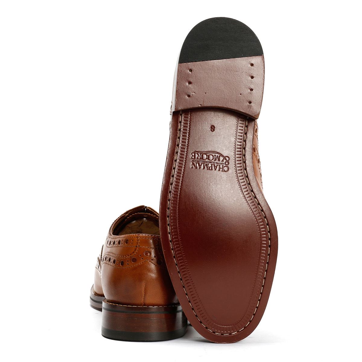 Chapman & Moore Oxford Brogue Chaussures En Cuir Pour Hommes Brunes À Lacets