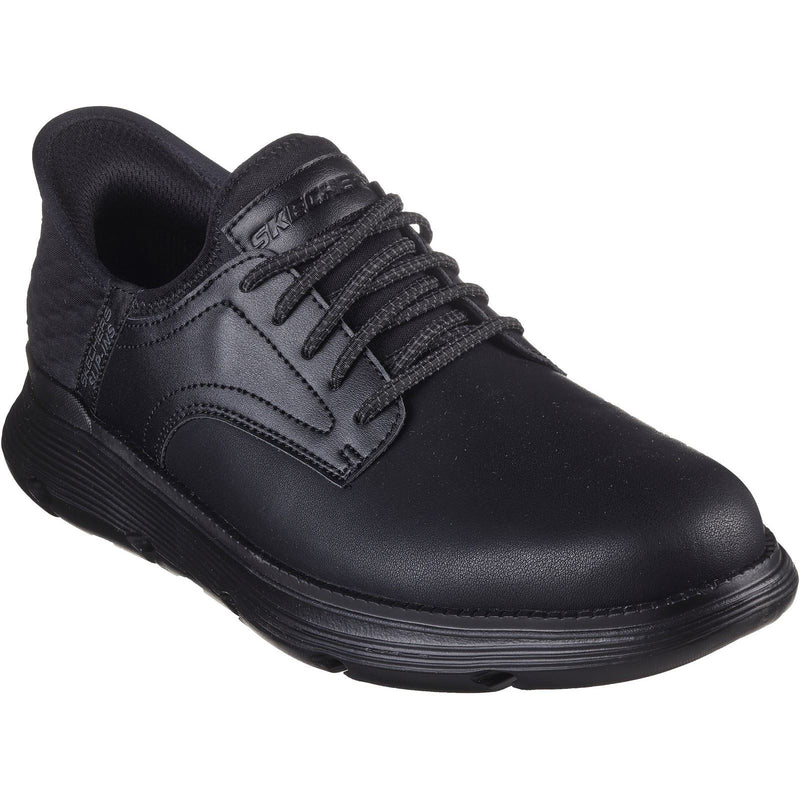 Skechers Garza Gervin Chaussures En Cuir Noir À Lacets Pour Hommes