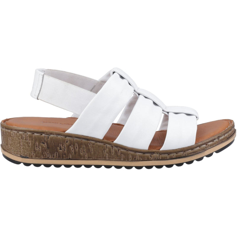 Hush Puppies Eden Wide Fit Sandales Blanches Pour Femmes En Cuir