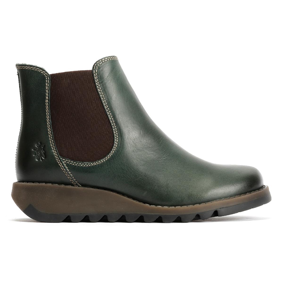Fly London Salv Bottes En Cuir Vertes Pour Femmes