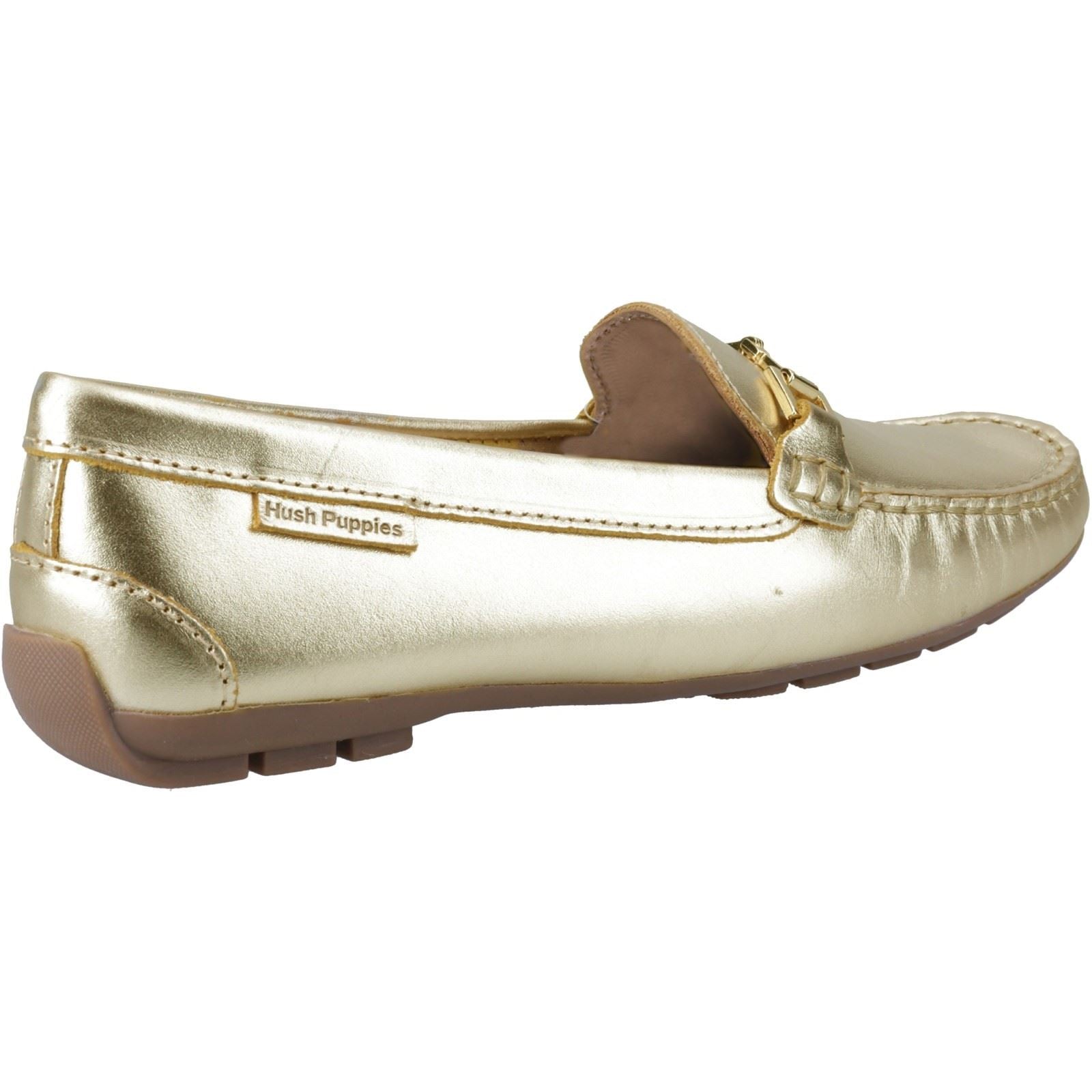 Hush Puppies Eleanor Chaussures À Enfiler En Cuir Pour Femme Couleur Or