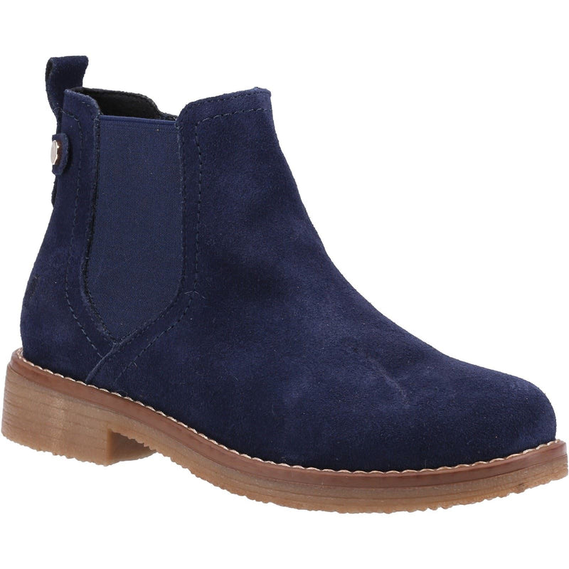 Hush Puppies Maddy Wide Bottes Plates Chelsea Pour Femmes En Suède Bleu Marine