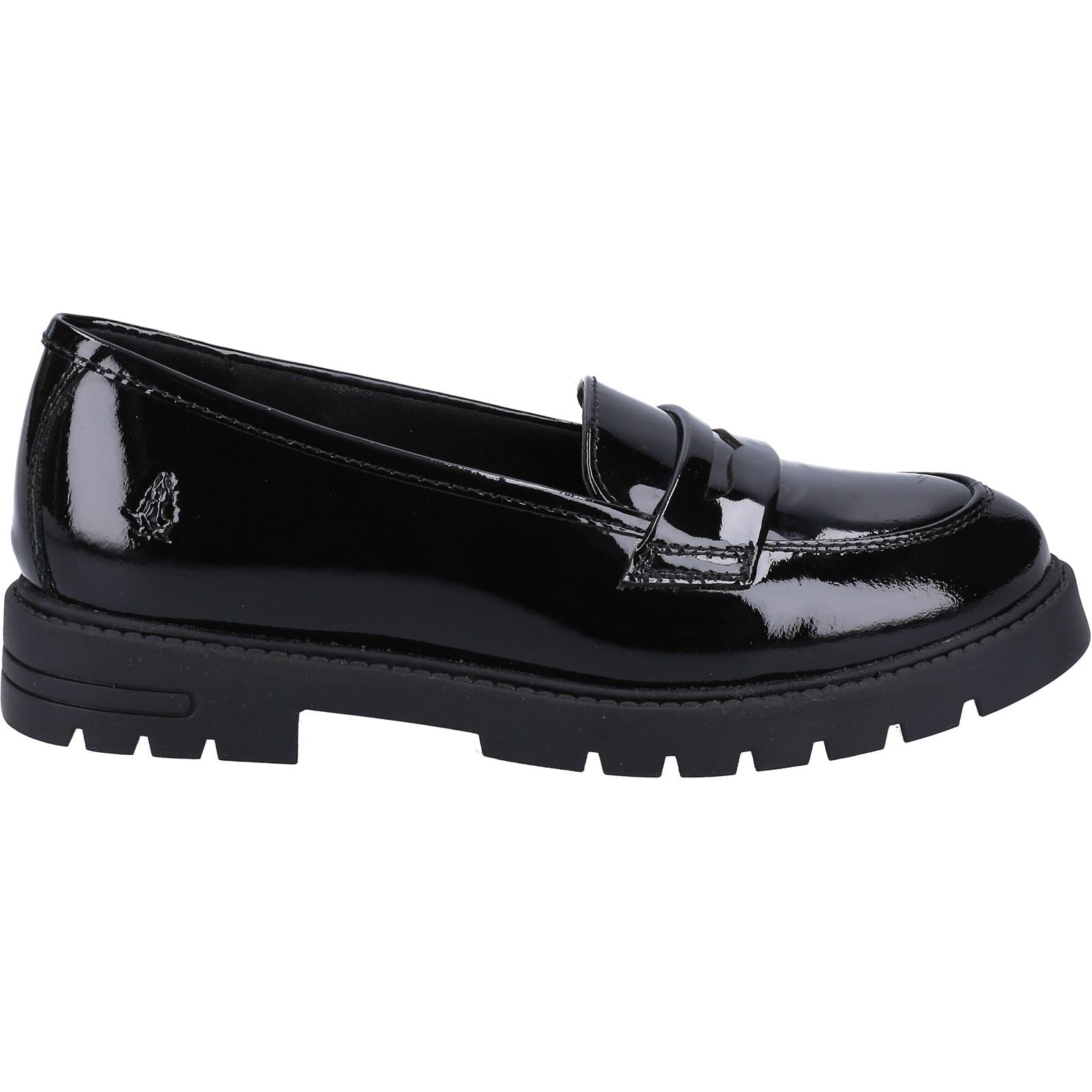 Hush Puppies Hazel Patent SNR Chaussures Plates Noires Pour Filles En Cuir