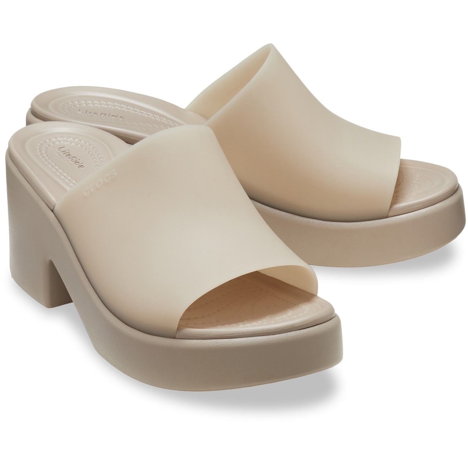 Crocs Brooklyn Slide Heel Sandales Pour Femmes De Couleur Taupe