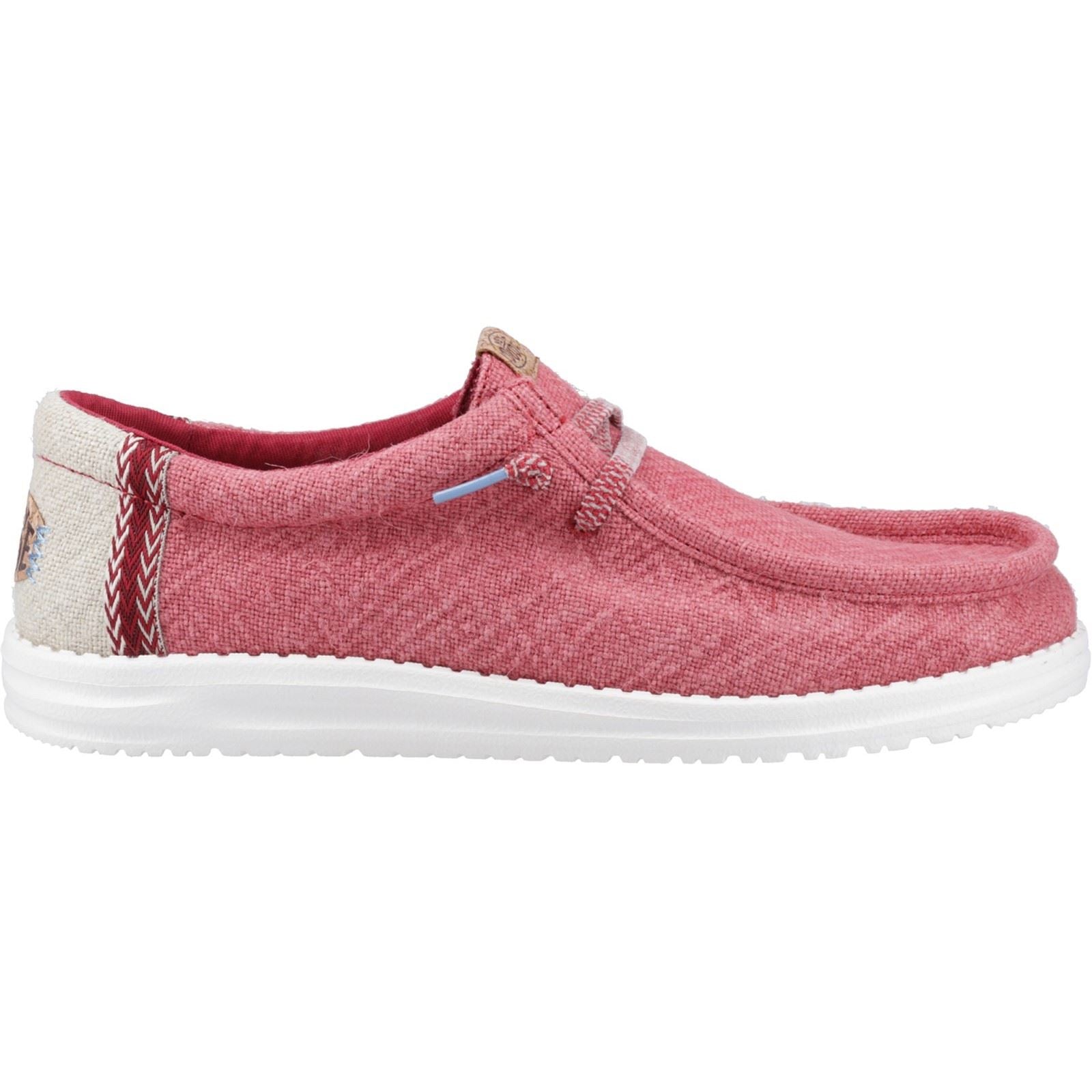 HEYDUDE Wally Jute Chaussures Mocassins En Toile Pour Homme Rouge Foncé /Argenté Birch