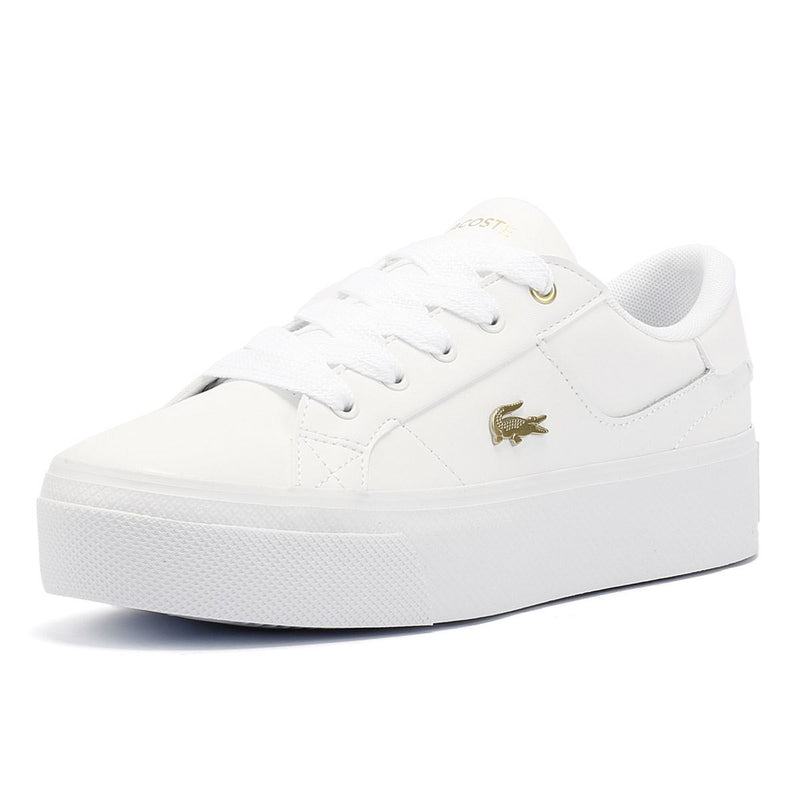 Lacoste Ziane Platform Baskets Blanches En Cuir Pour Femmes