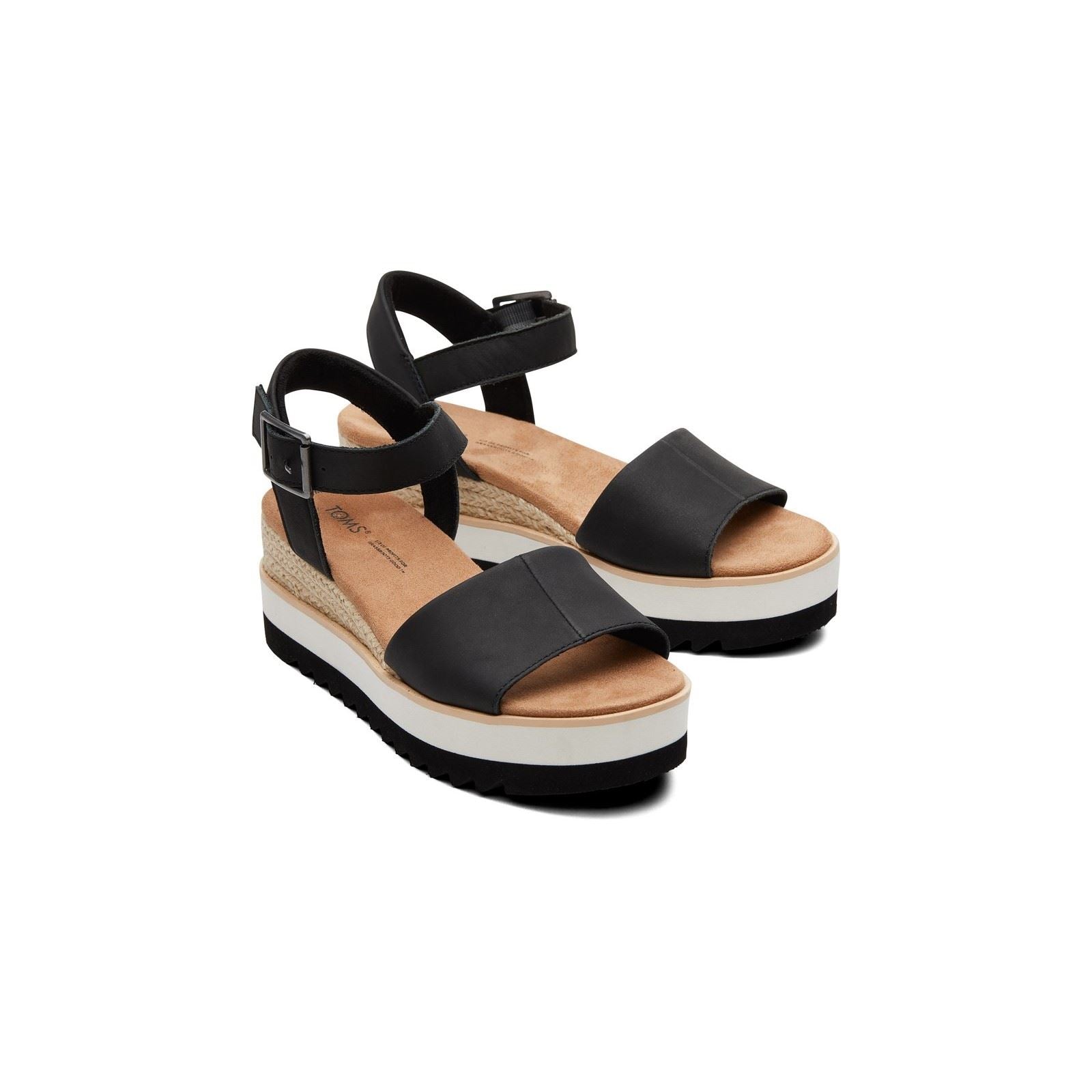 TOMS Diana Compensées Noires Pour Femmes En Cuir