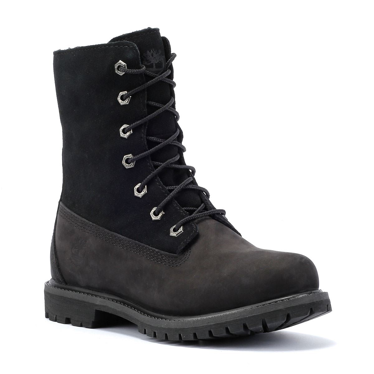 Timberland Warm Lined Waterproof Bottes Noires En Cuir Pour Femmes