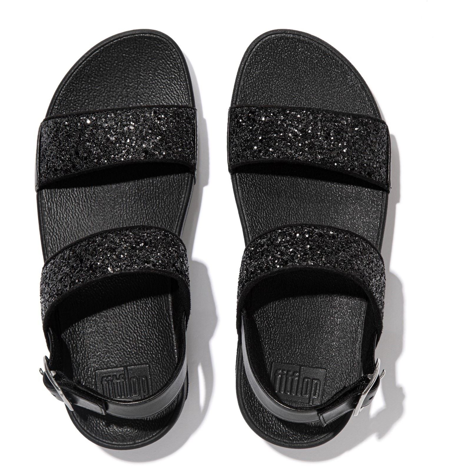 Fitflop Lulu Glitter Sandales À Paillettes Noires En Polyuréthane Pour Femmes