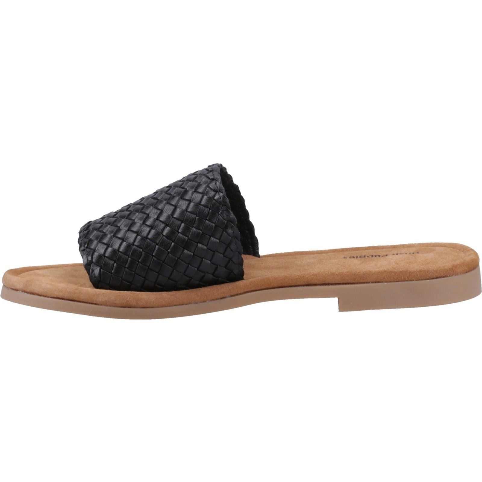 Hush Puppies Hetty Slide Sandales Noires Pour Femmes En Cuir
