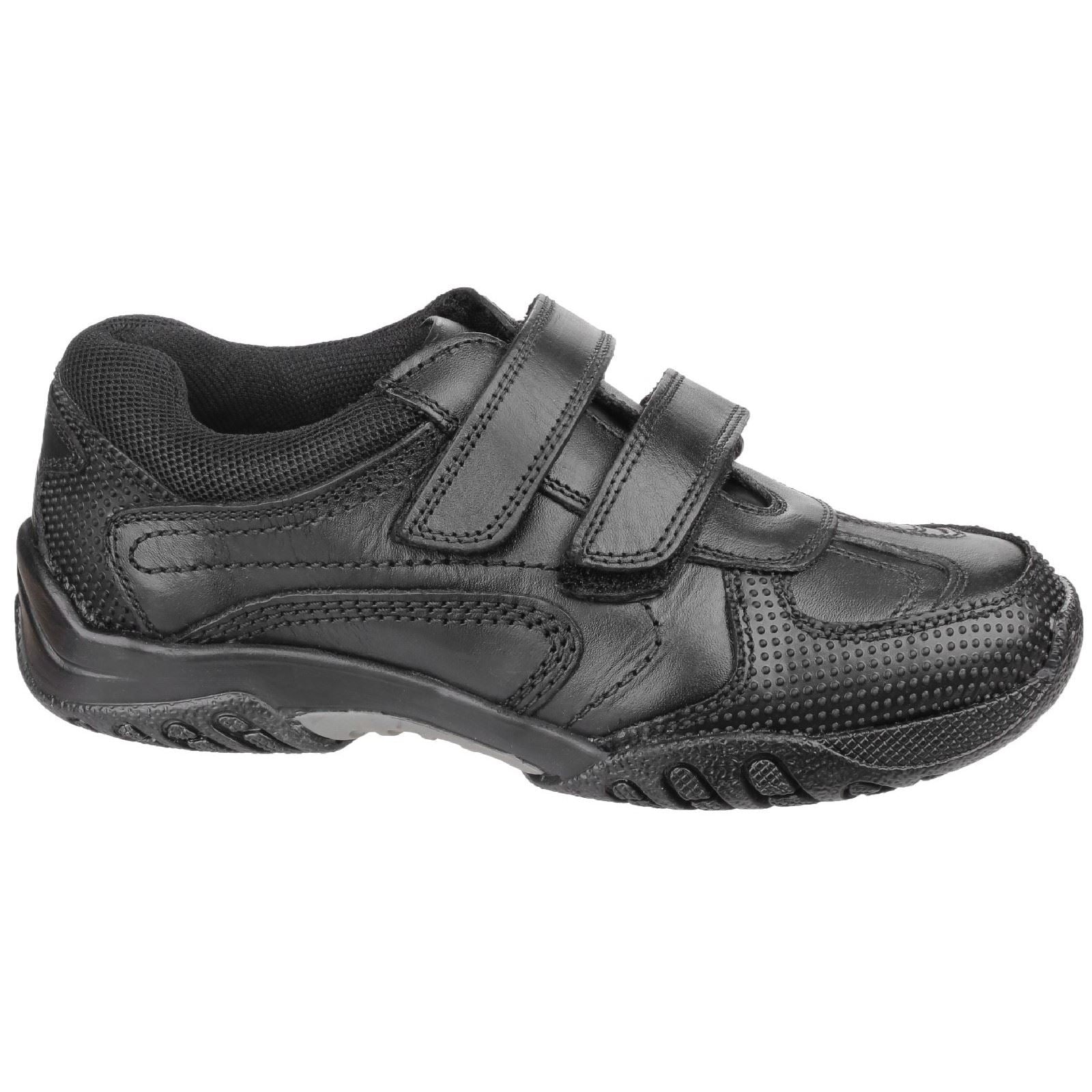 Hush Puppies Jezza Junior Chaussures Noires Pour Garçons En Cuir