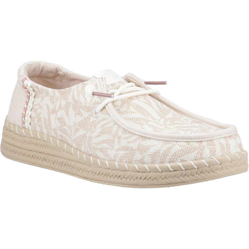 HEYDUDE Wendy Espadrille Retro Palm Espadrilles Pour Femmes En Mélange De Coton Rose Pâle/Blanc