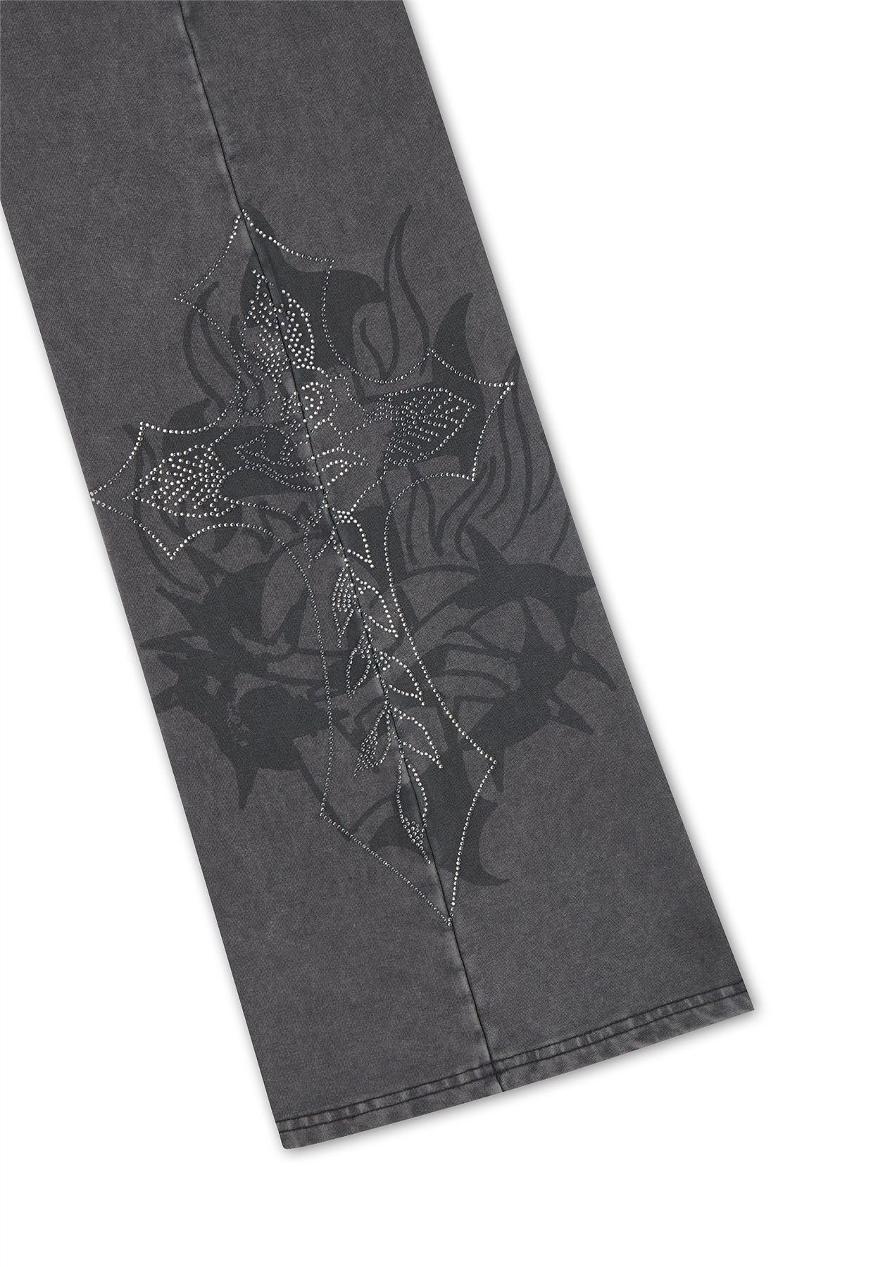 Ed Hardy Cross and Thorn Flared Joggeuses Noires Pour Femmes