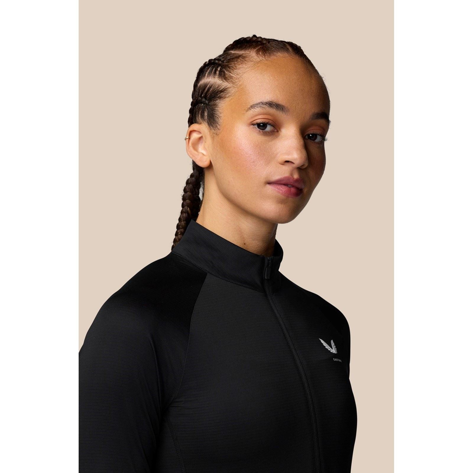 Castore 1/2 Zip Long Sleeve Top T-Shirts Actifs Pour Femmes En Polyester Noir