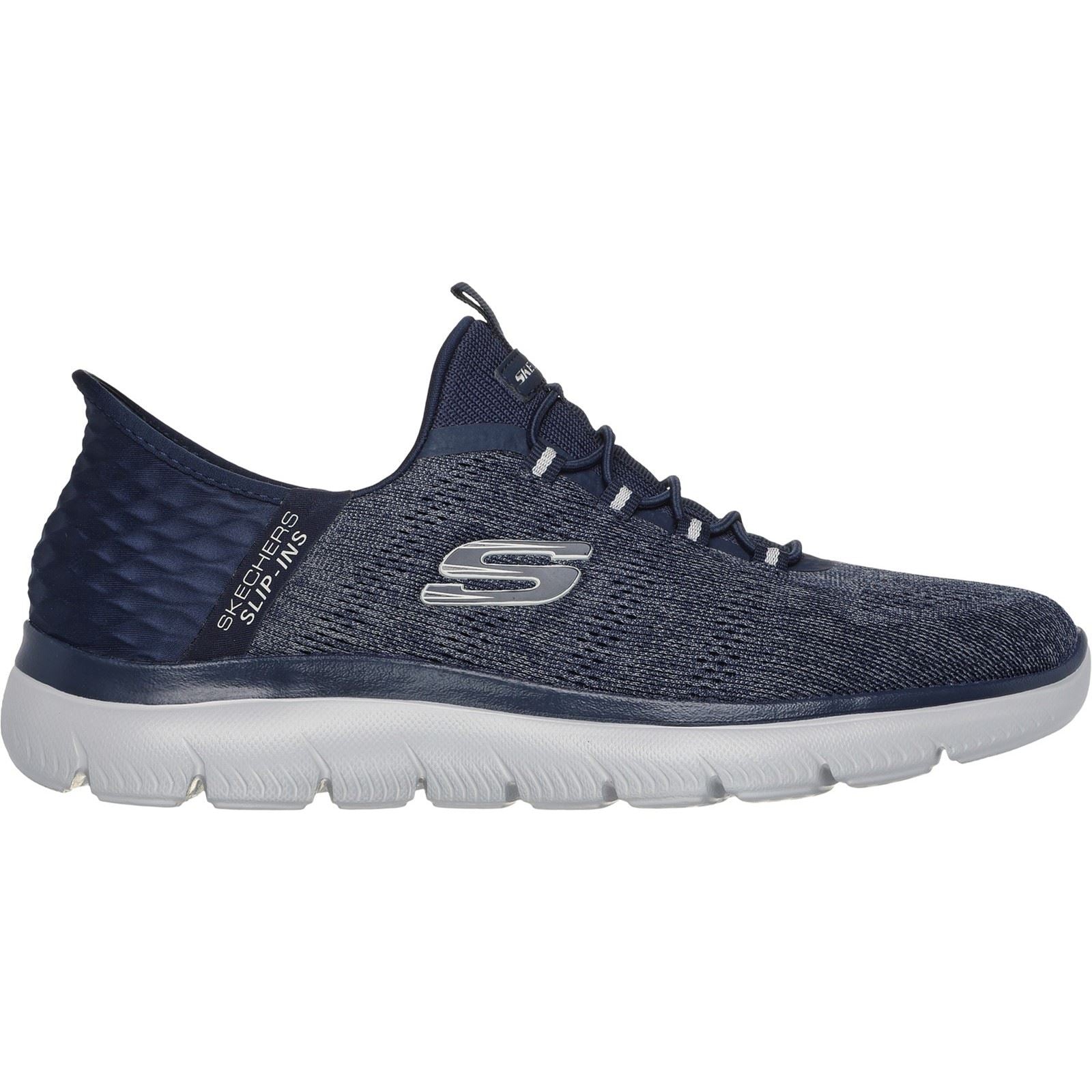 Skechers Summits Key Pace Baskets Homme En Toile Bleu Marine