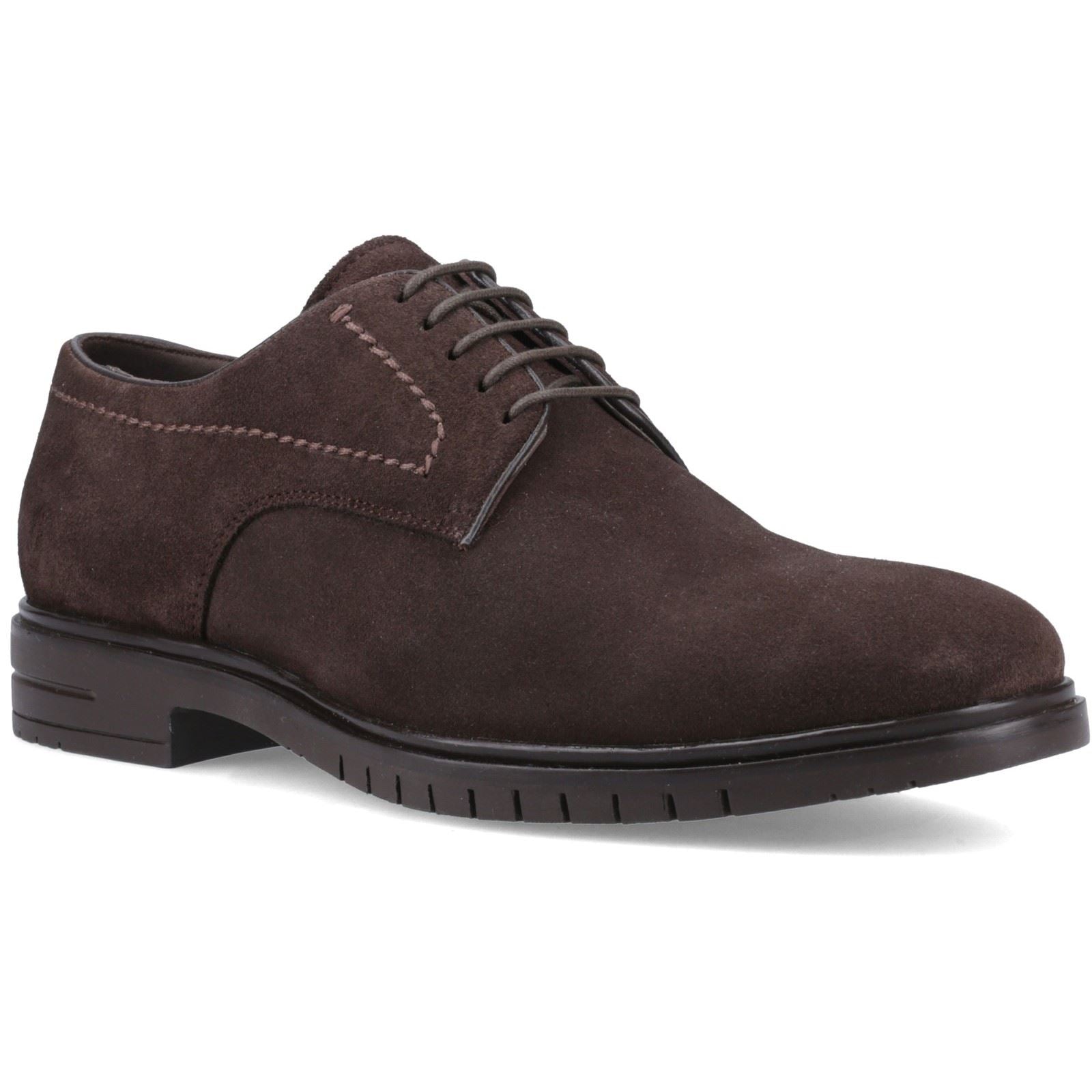 Hush Puppies Sterling Suede Shoe Chaussures En Cuir Pour Hommes En Chocolat À Lacets
