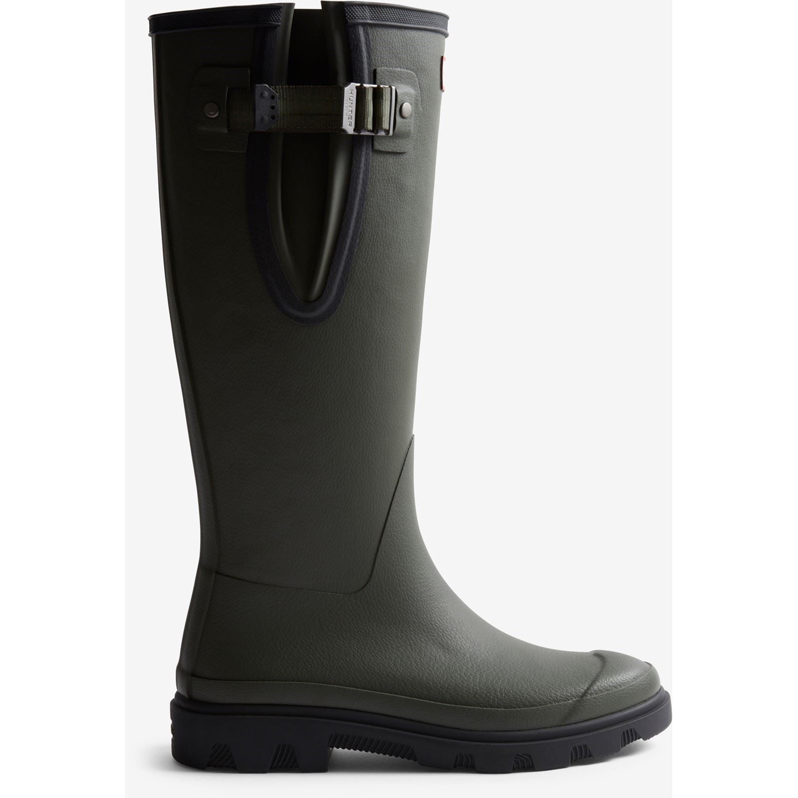 Hunter Downpour Adjustable Boot Bottes En Caoutchouc Pour Femmes, Couleur Olive Foncé/Noir