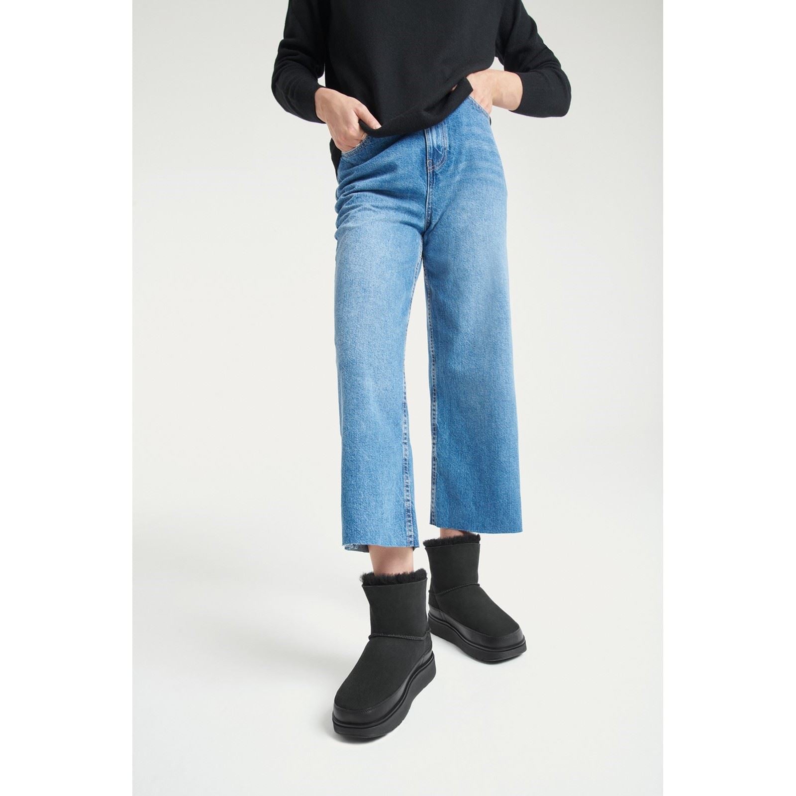 Fitflop Gen-FF Mini Double-Faced Bottes Noires Tout En Cuir Pour Femmes