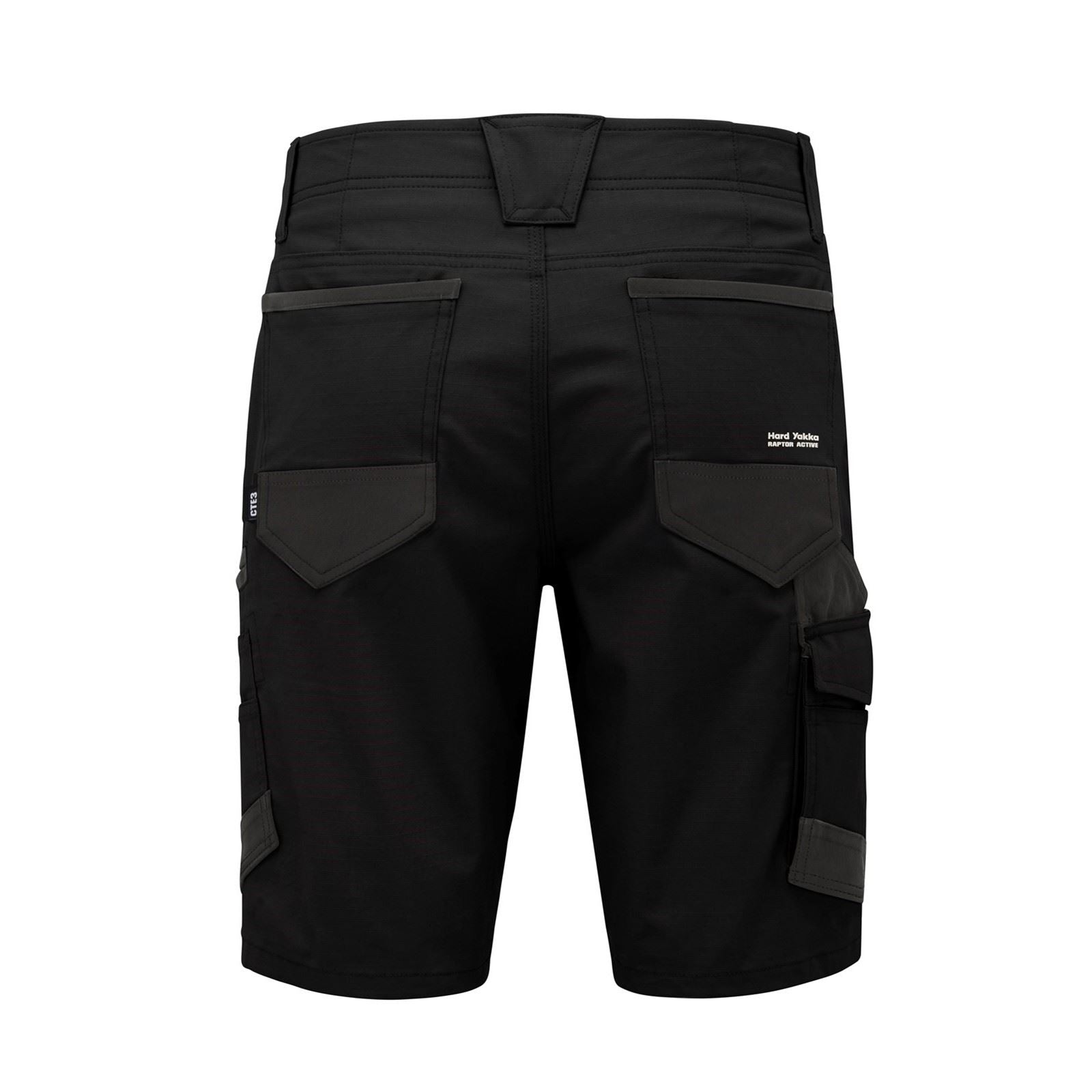 Hard Yakka Raptor Active Shorts En Coton Pour Hommes Noirs Jusqu'aux Genoux