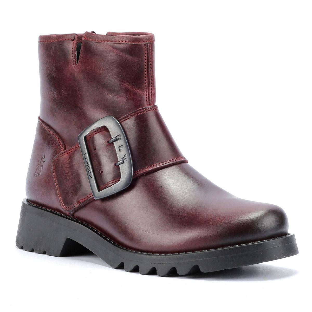Fly London Rily Bottes En Cuir Rouge Pour Femmes