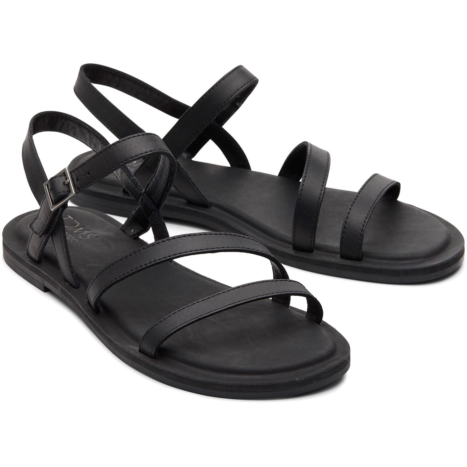 TOMS Kira Sandales Noires En Cuir Pour Femmes