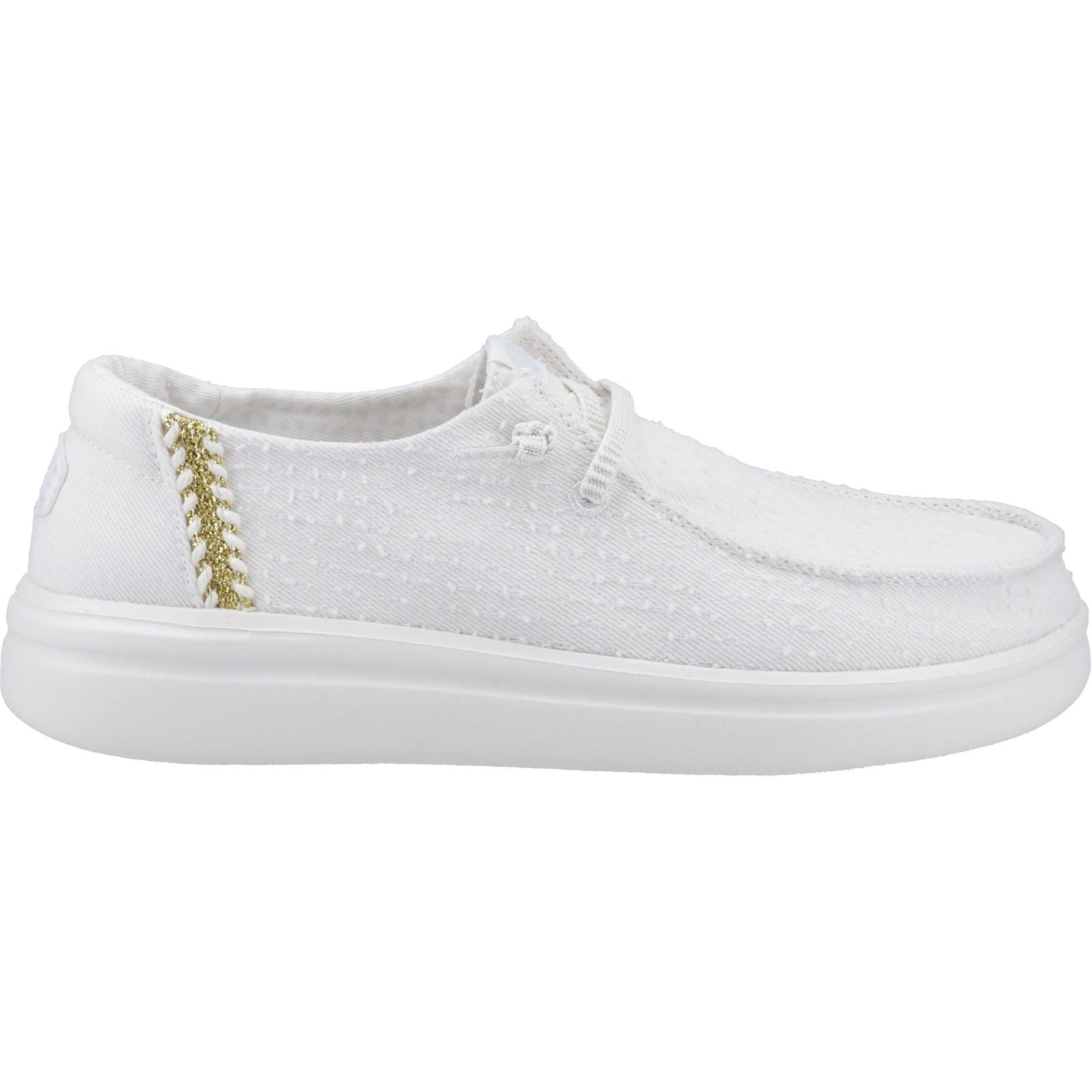 HEYDUDE Wendy Rise Perf Canvas Chaussures Mocassins Blanches Pour Femmes En Mélange De Polyester