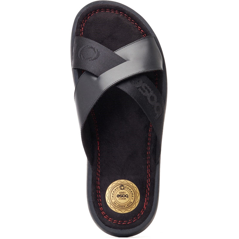 Base London Webb Sandales Noires Pour Hommes En Cuir