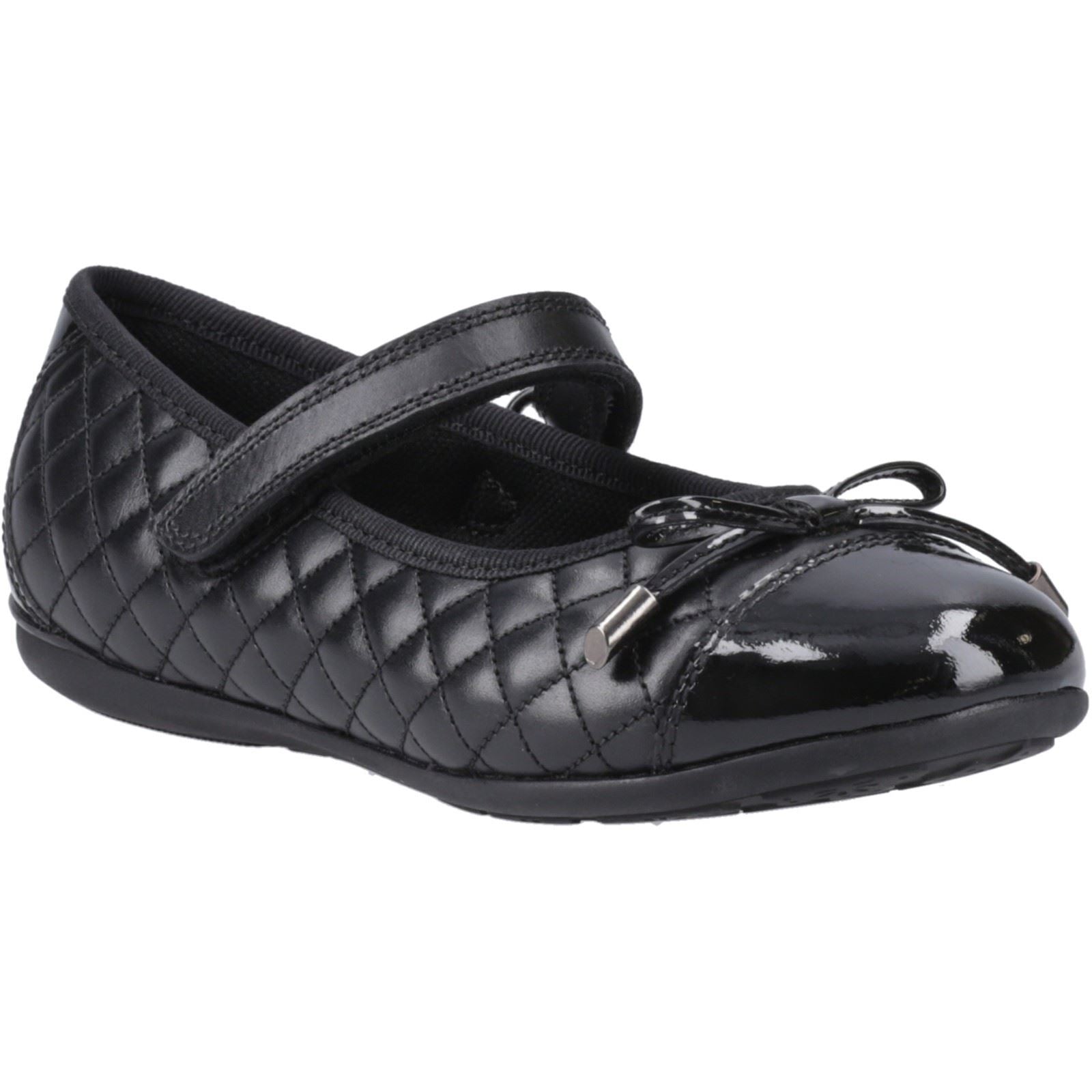 Hush Puppies Lottie Chaussures Plates De Ballet Noires Pour Filles En Cuir