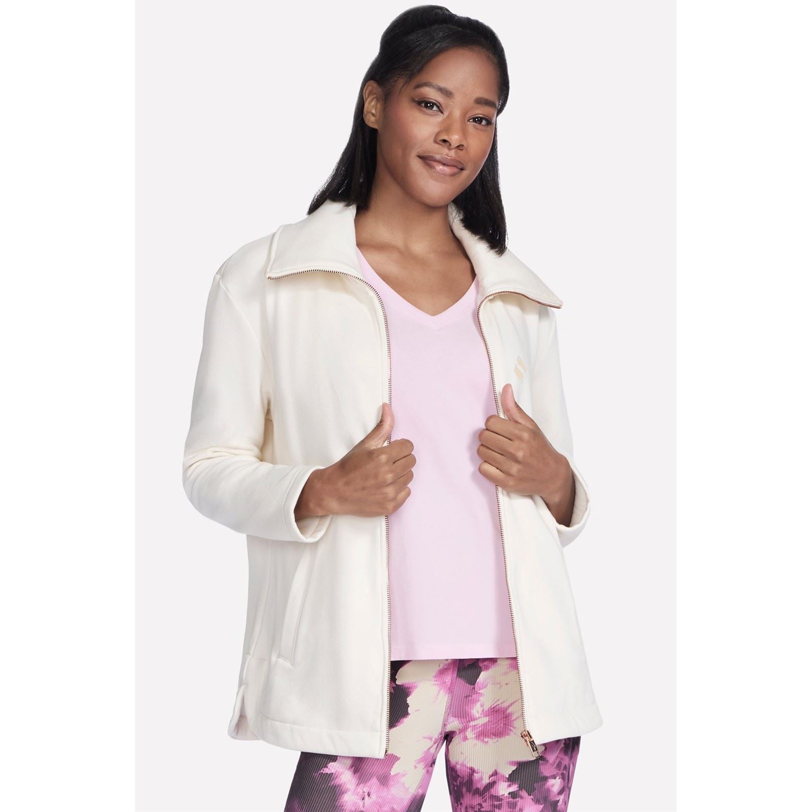 Skechers Performance GO SNUGGLE Tunic Jacket Veste Blanche Cassée Pour Femmes