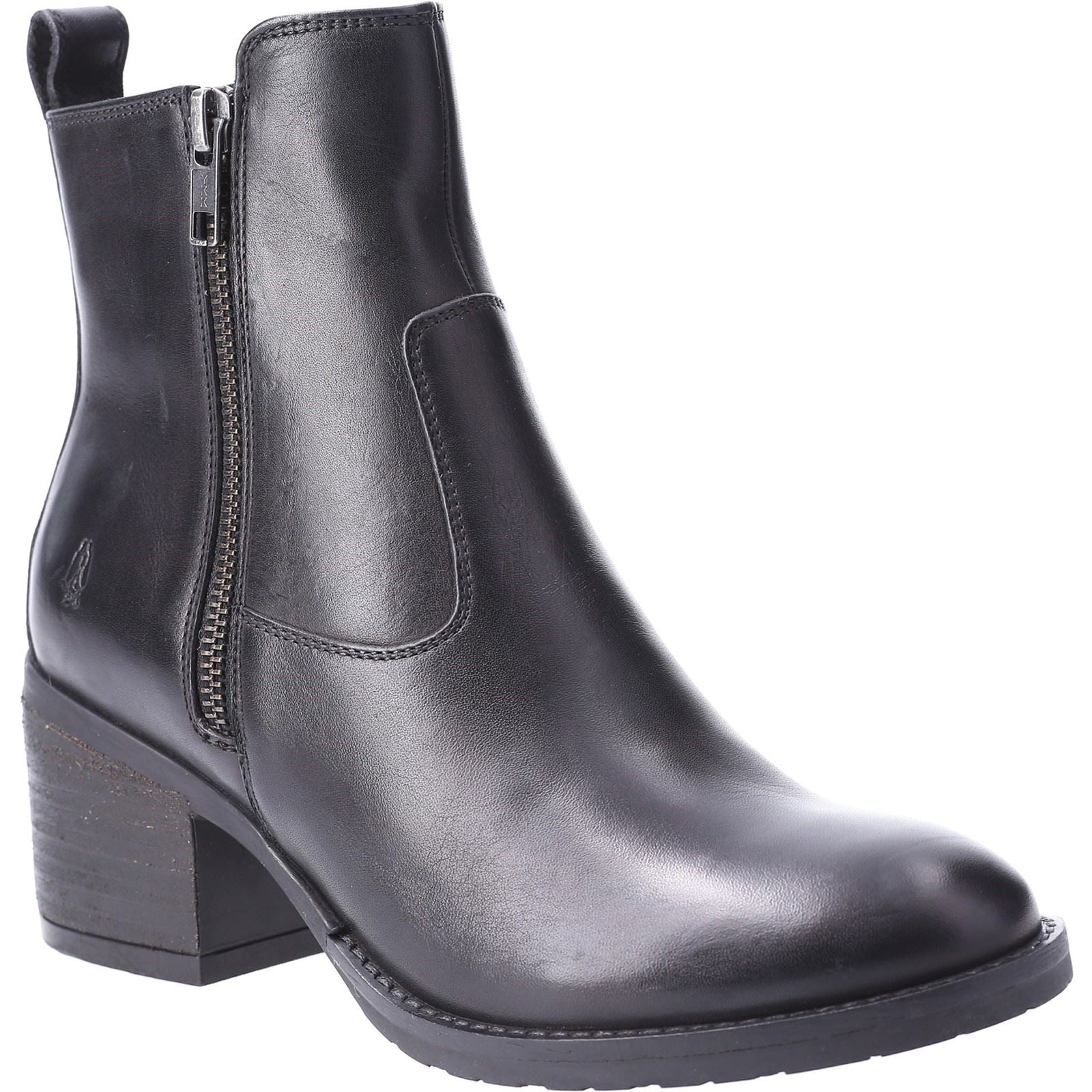 Hush Puppies Helena Bottes Noires En Cuir Pour Femmes