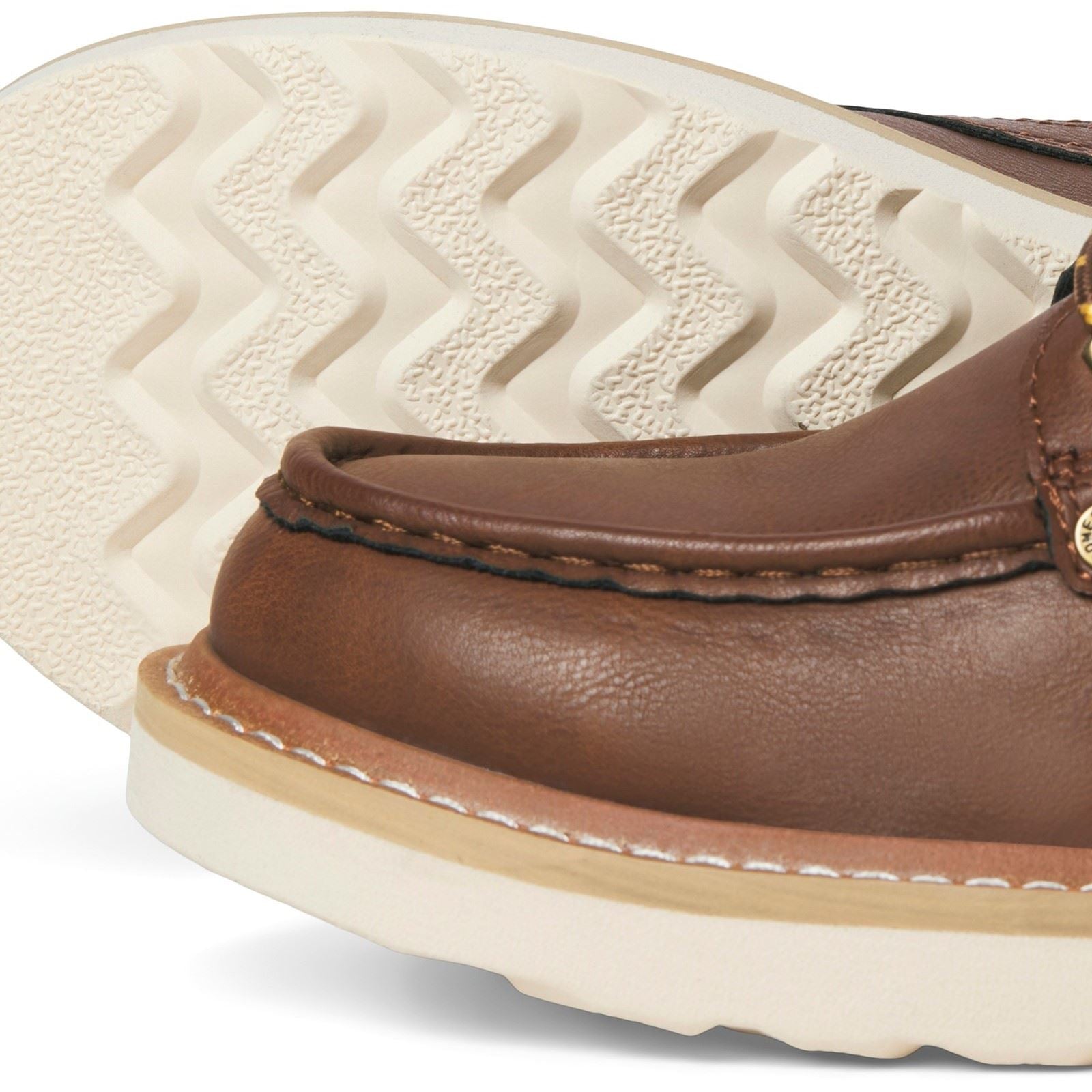 Jack & Jones Archway Moc Bottines En Cuir Synthétique Pour Hommes Cognac