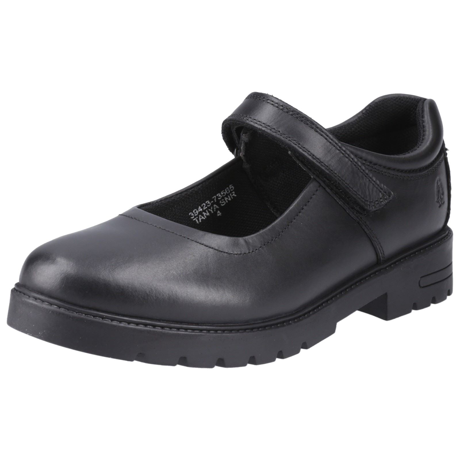 Hush Puppies Tanya Senior Chaussures Noires Pour Filles En Cuir