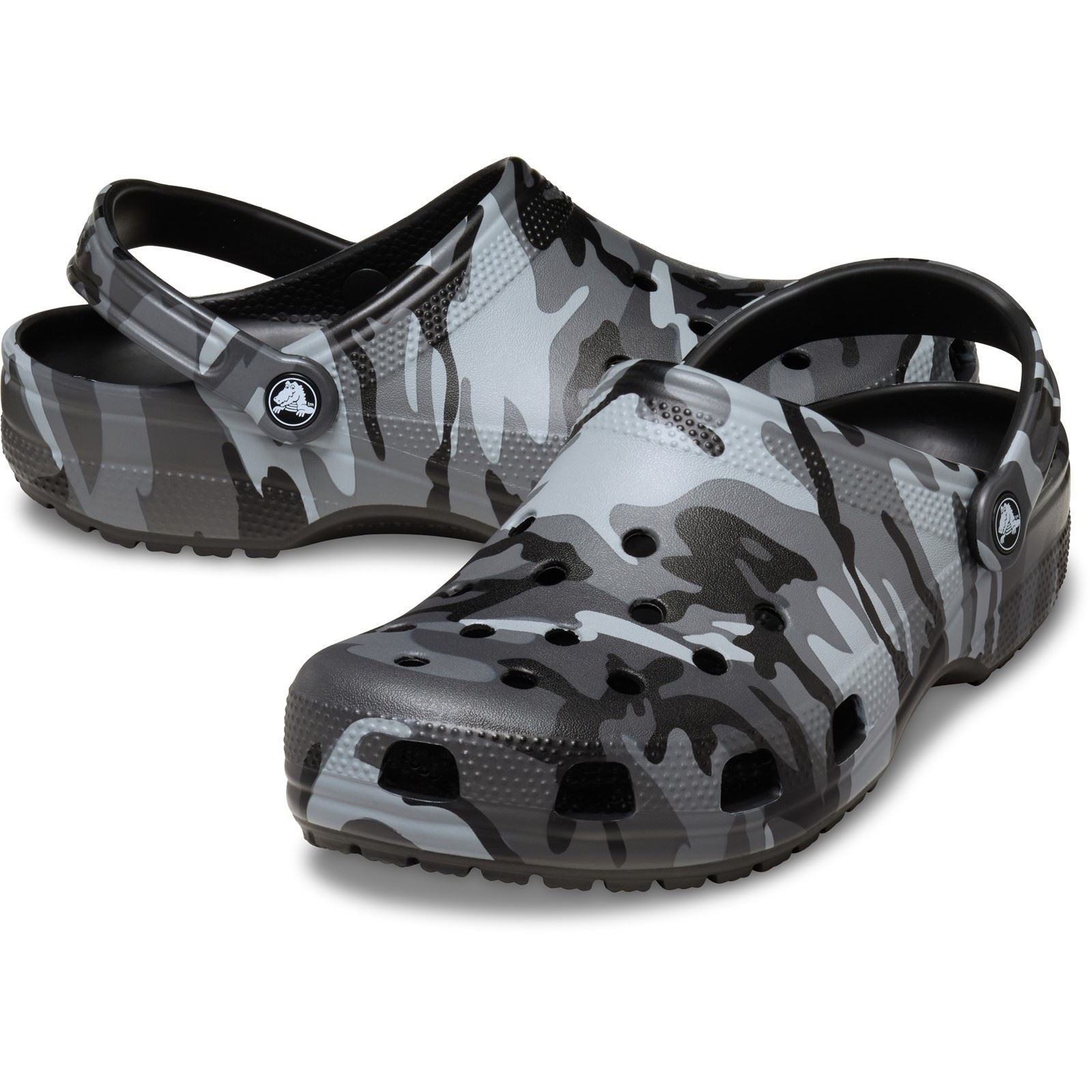 Crocs Classic Camouflage Clog Sabots En Thermoplastique Pour Hommes Noirs/Gris Ardoise