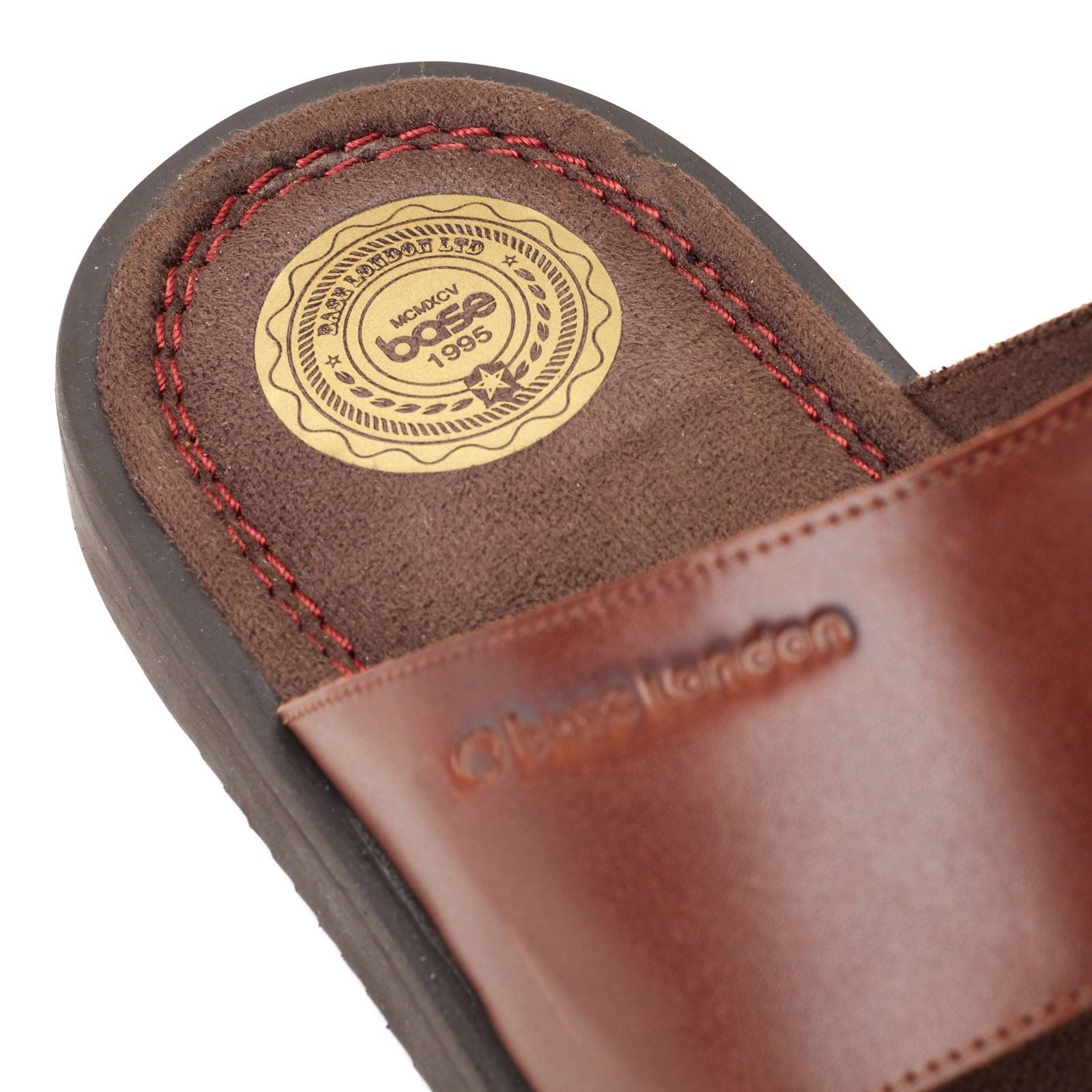 Base London Maven Sandales Homme En Cuir Marron Brûlé