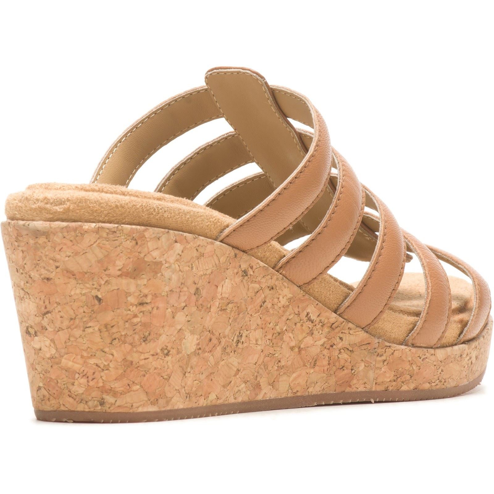 Hush Puppies Willow Slide Escarpins Compensés En Cuir Pour Femme En Couleur Tabac