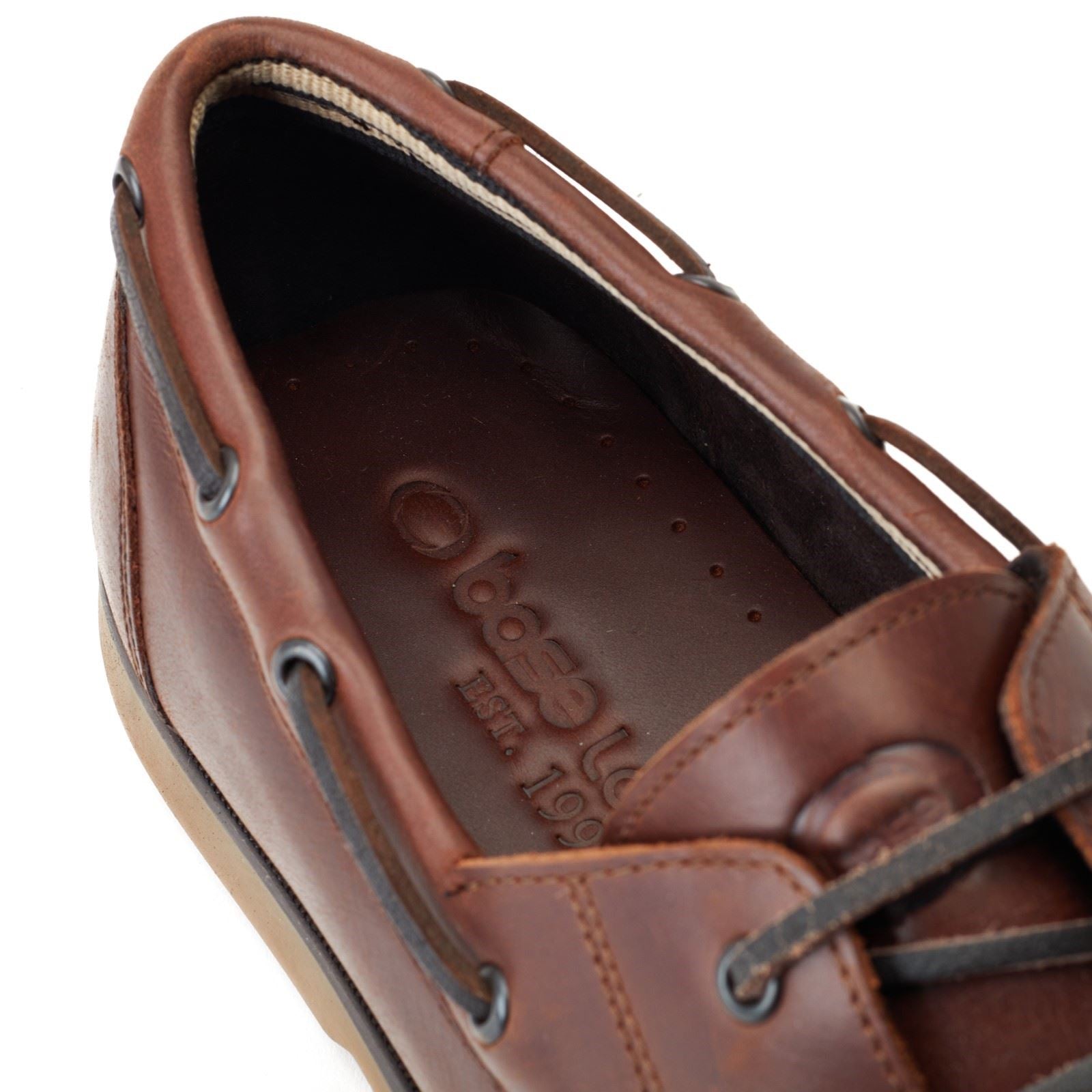 Base London Stern Chaussures Bateau En Cuir Pour Homme, Marron Brûlé