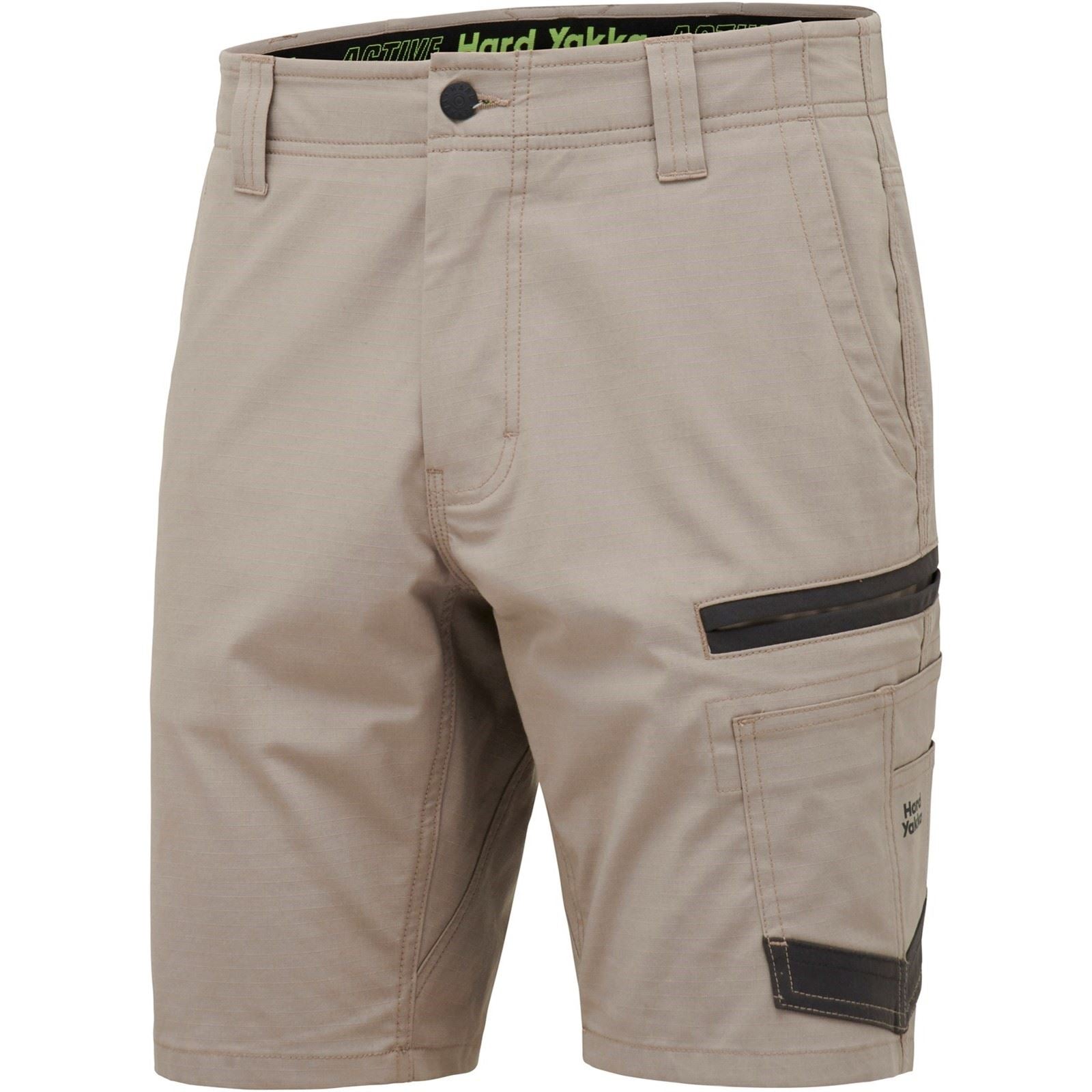Hard Yakka Raptor Active Shorts En Coton Pour Hommes Couleur Beige Longueur Genoux