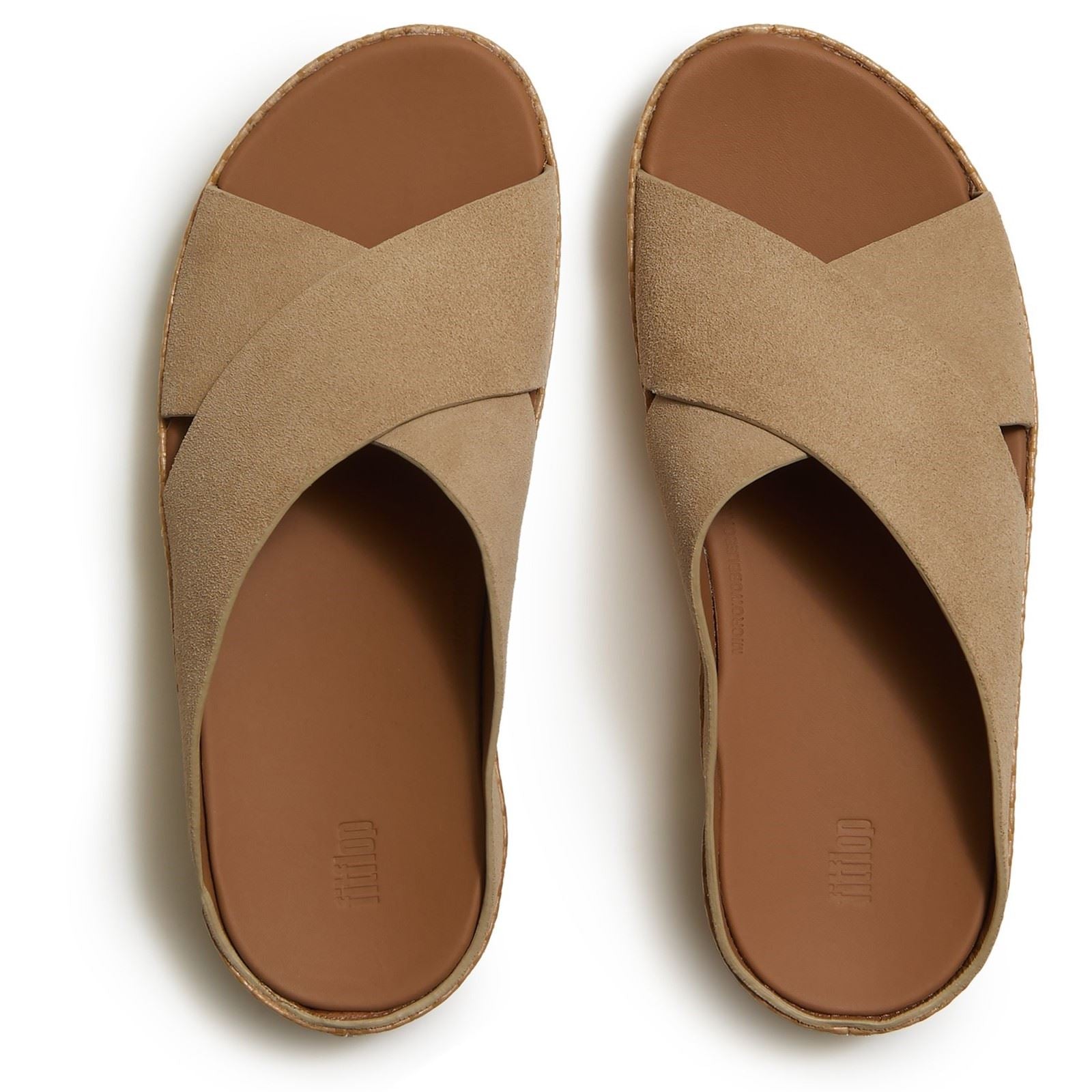 Fitflop Lulu Lux Graphic-Weave Sandales Cappuccino Pour Femmes En Suède