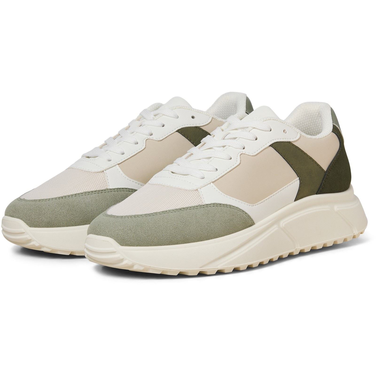 Jack & Jones Aspire Runner Baskets En Séagrass Blanc / Vert Bronze Pour Hommes En Polyuréthane